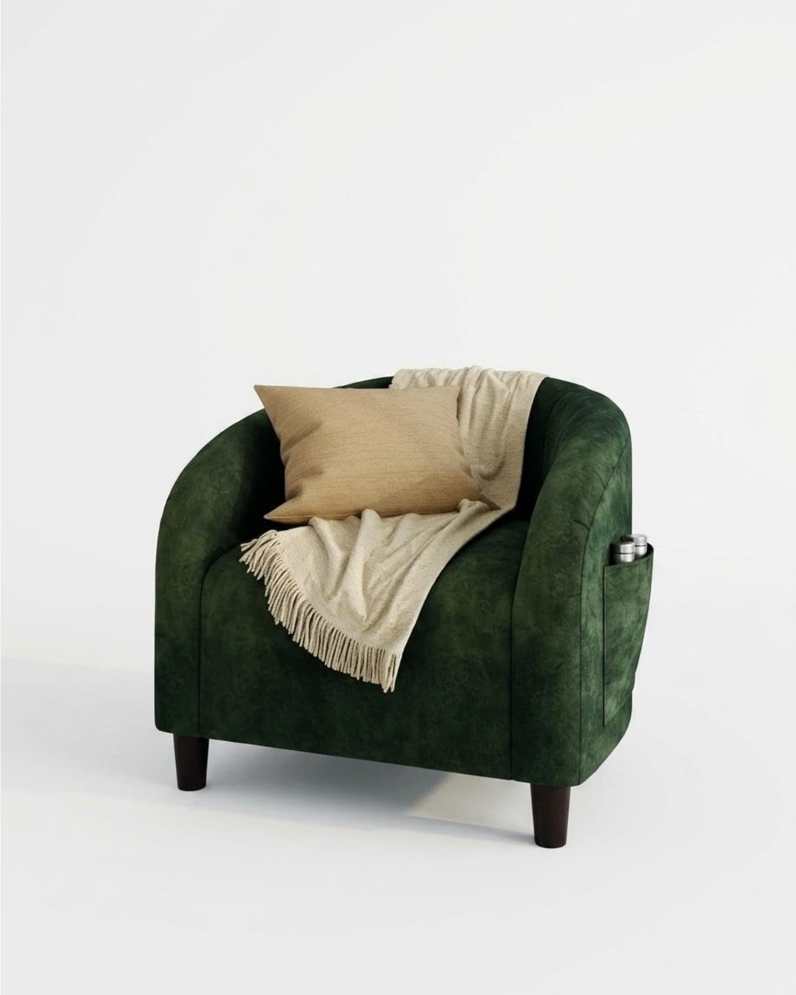 GarveeLife Barrel Accent Chair - Velvet Club Armchair with Rounded Back ...