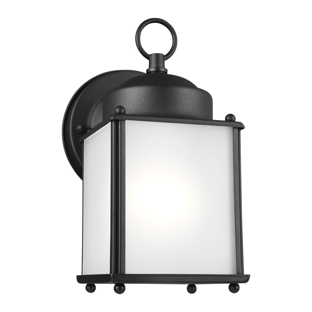 Generation Lighting 8592001-12 New Castle 1 -Light 8.2500-in H Black Hardwired Outdoor Wall Light