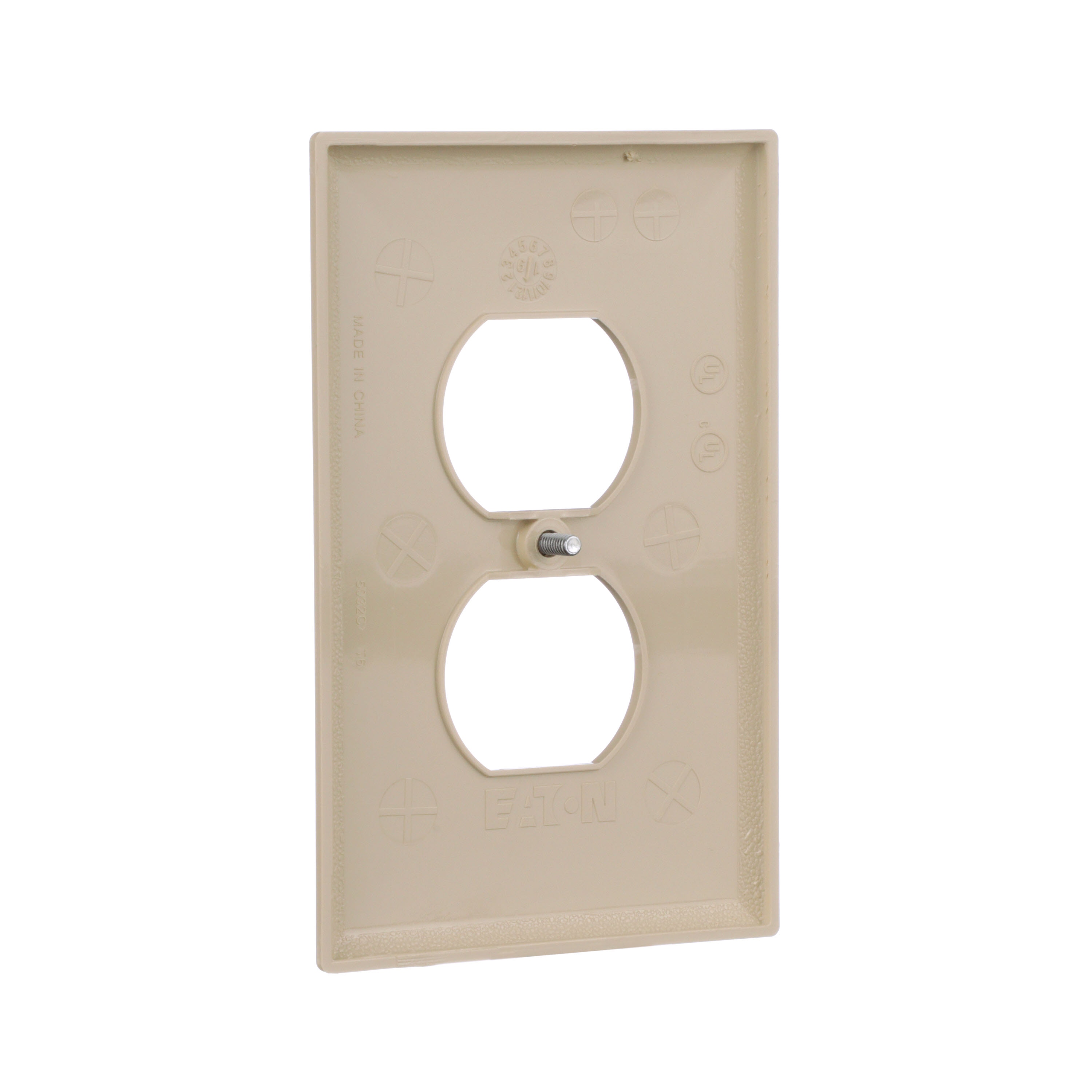 Cooper PJ82V Ivory Mid-Size Two Gang Duplex Recept Wall Plate 50 pack Eaton