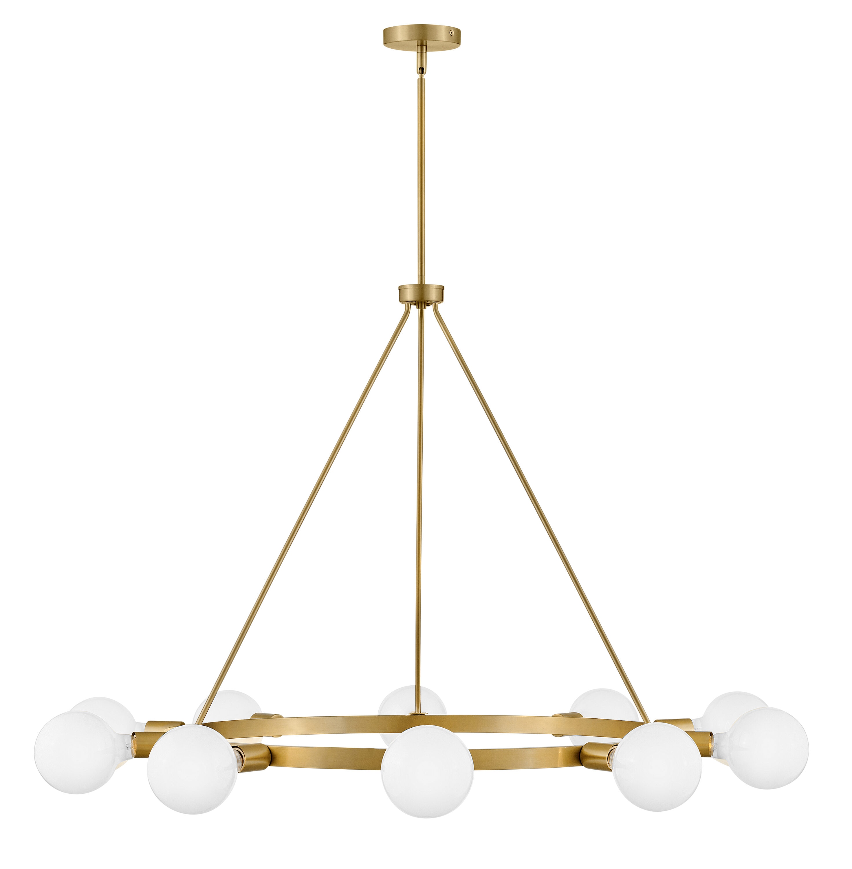 Lark 83610LCB Orla 10 -Light Satin Brass Mid-century Bare bulb For Use in Bedrooms, Dining Rooms, Foyers, Kitchens, Living Rooms Chandelier