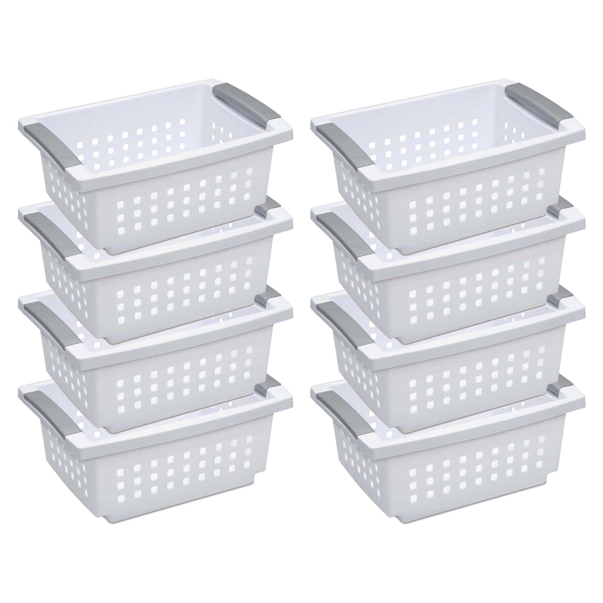 IRIS 4-Pack Medium Organizer Storage Baskets 11.25-in W x 5.13-in H x  13.88-in D Gray Plastic Stackable Basket in the Storage Bins & Baskets  department at