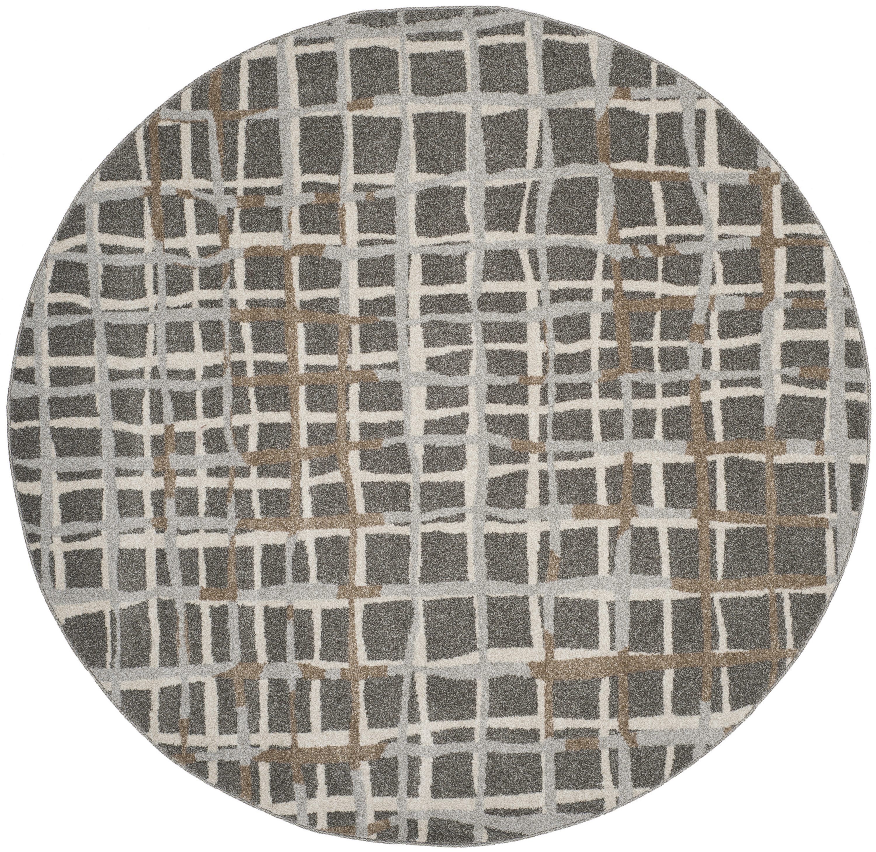 Safavieh AMT403C-7R Amherst Tilla 7 x 7 (ft) Loomed Synthetic Gray/Ivory Round Indoor Abstract Farmhouse/Cottage Area rug