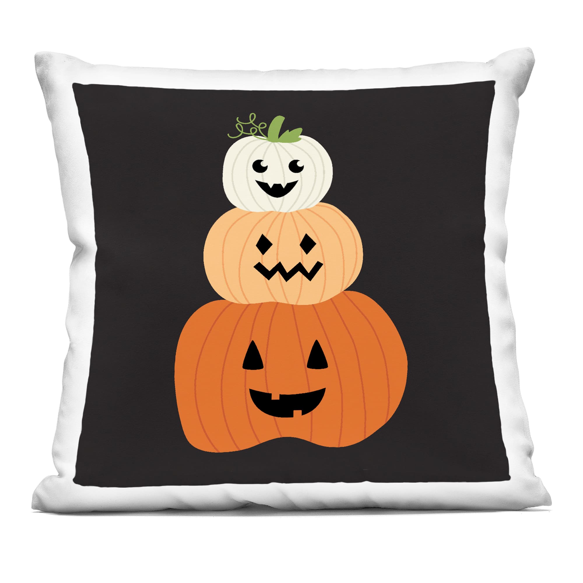 Stupell Industries PLP-127-SQW-18X18 Happy Jack-o-Lanterns on Black Decorative Printed Pillow Design by Sazerelli Designs