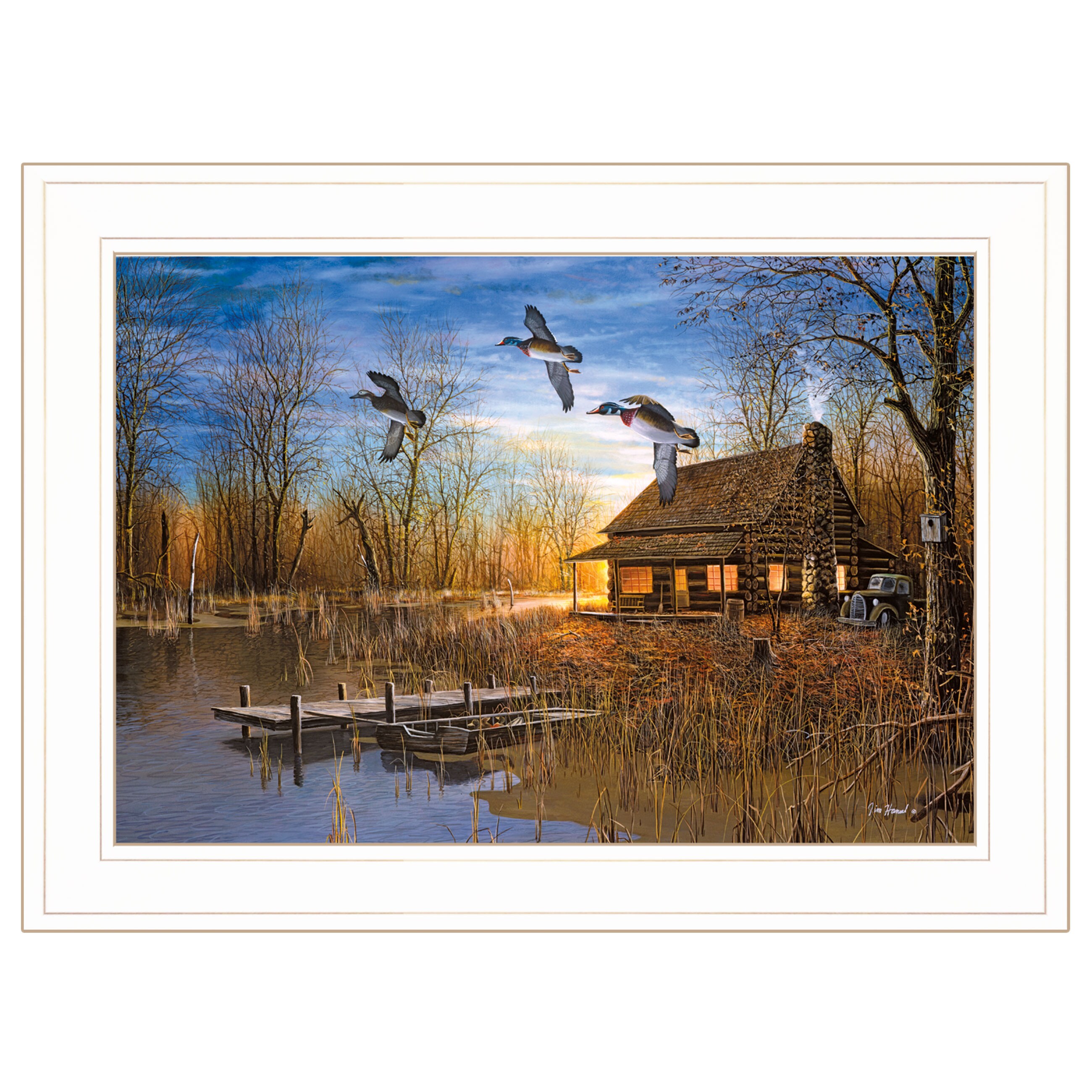 Trendy Decor 4U JH124-226G Passing Through Collection Jim Hansen White Wood Framed 15-in H x 21-in W Landscape Paper Print