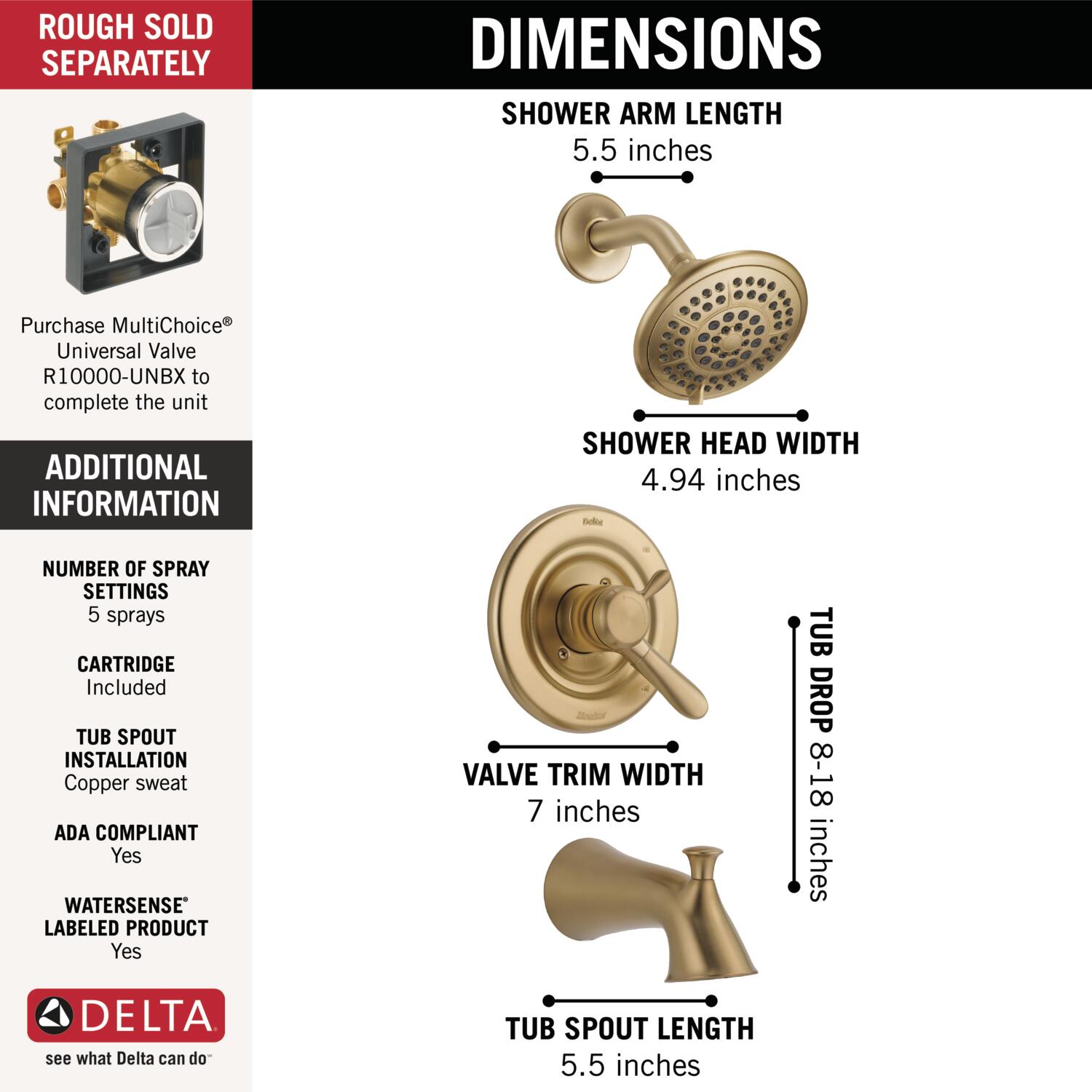 Delta T17438-CZ Tub-Shower-Faucets - View #3
