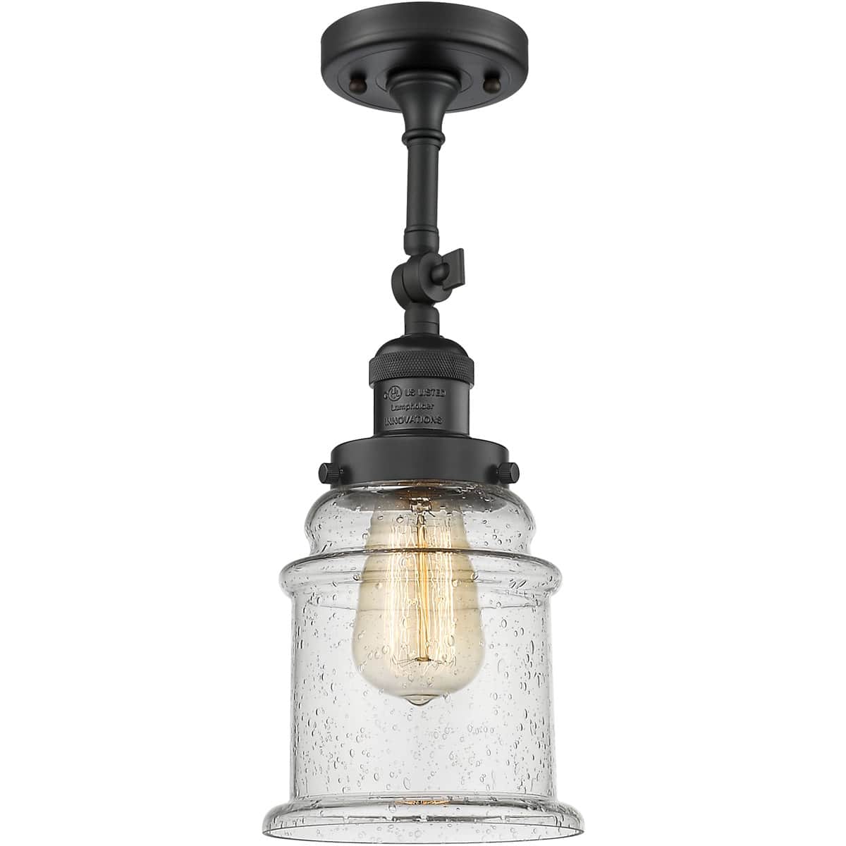 Innovations Lighting  201F-BK-G184 Franklin Restoration Canton Semi-Flush Mount Matte Black