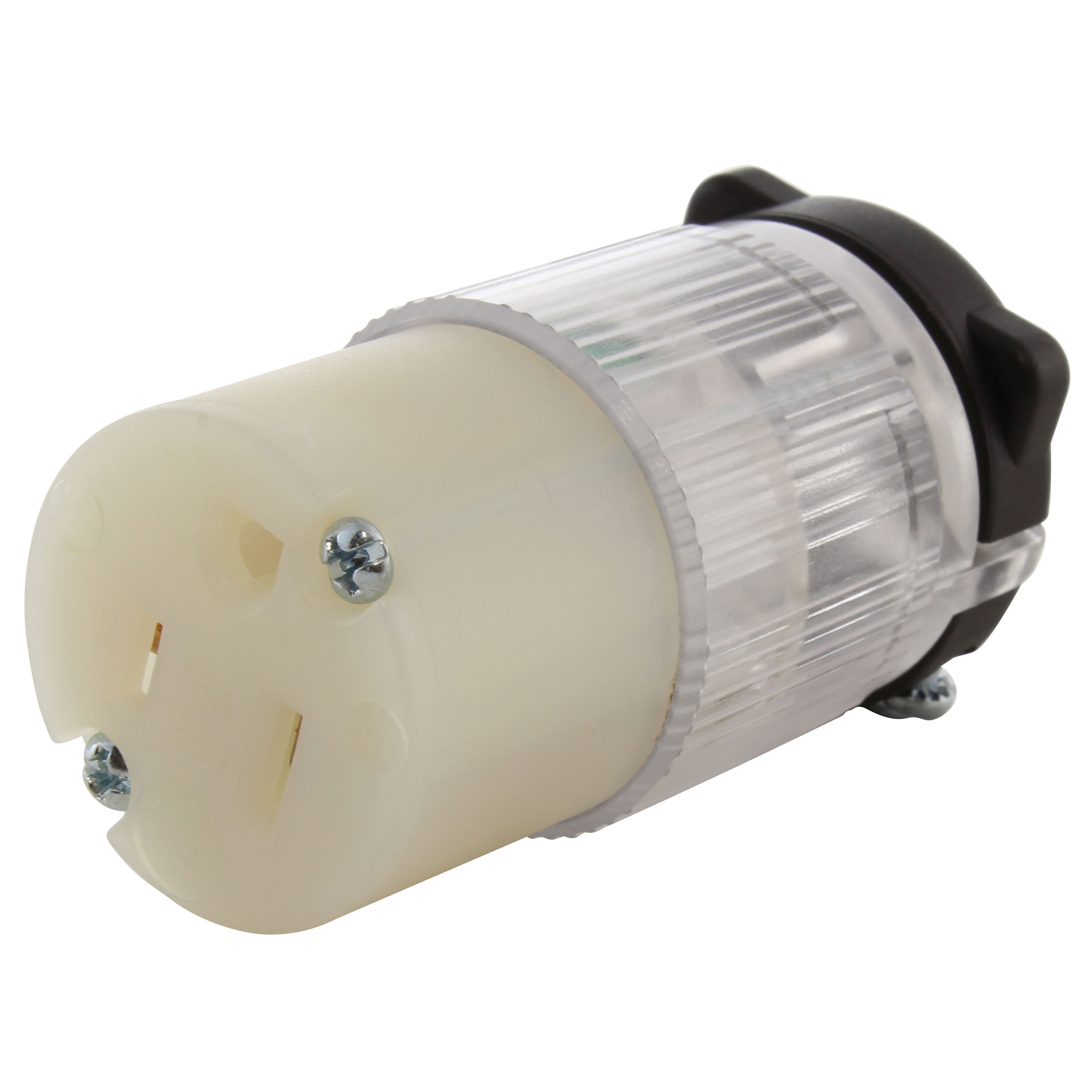 AC WORKS AS515RL AC Connectors 15-Amp 125-Volt NEMA 5-15r 3-wire Grounding Light-duty Straight Connector, Clear