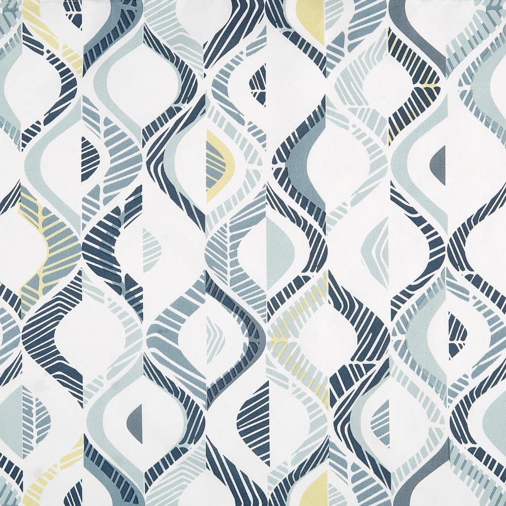 White Geometric Print Polyester Kitchen Curtain Valance and Tiers Set