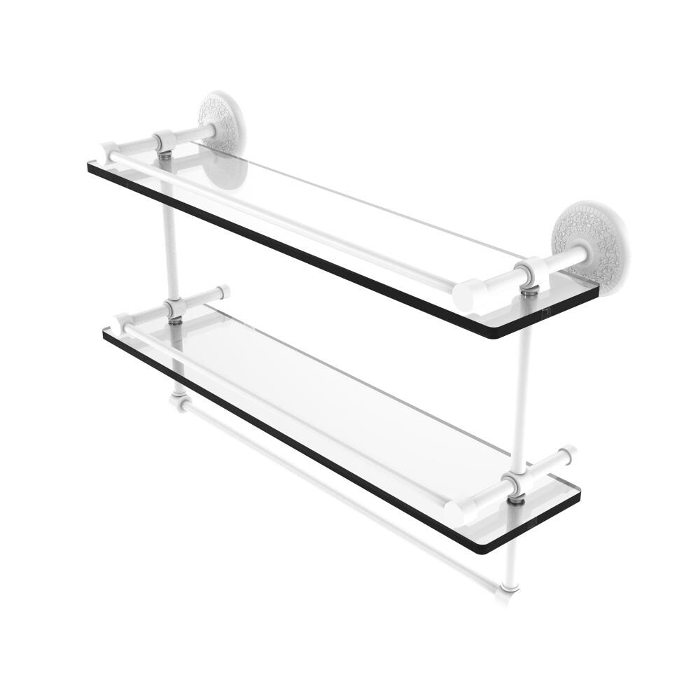 Allied Brass MC-2TB/22-GAL-WHM Monte Carlo Matte White 2 -Tier Wall mount Bathroom Shelf ( 22-in x 12-in x 5-in )