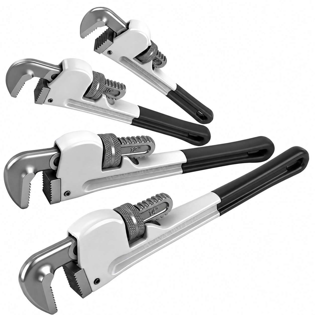 Etokfoks  4 Pack Adjustable Pipe Wrench Set 8 in 10 in 12 in 14 in Heavy Duty Plumbing Tool with Anti Slip Jaws