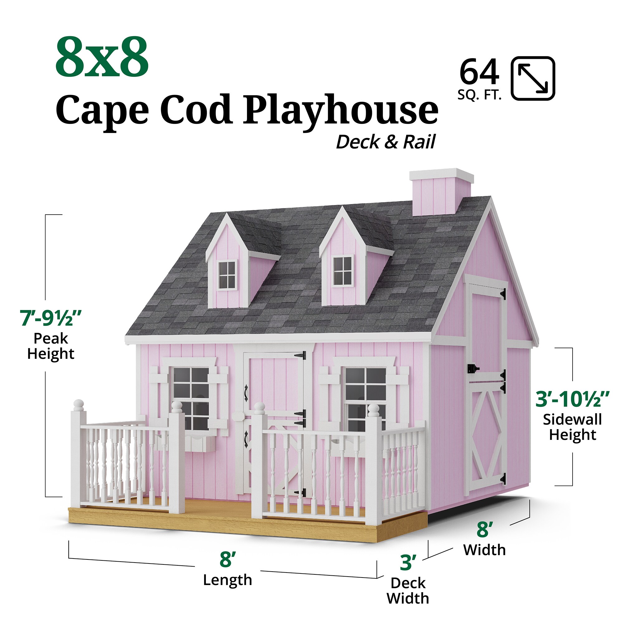 Little Cottage Co 8X8CCP-PNK-FK-DR-LFT playhouses - View #3