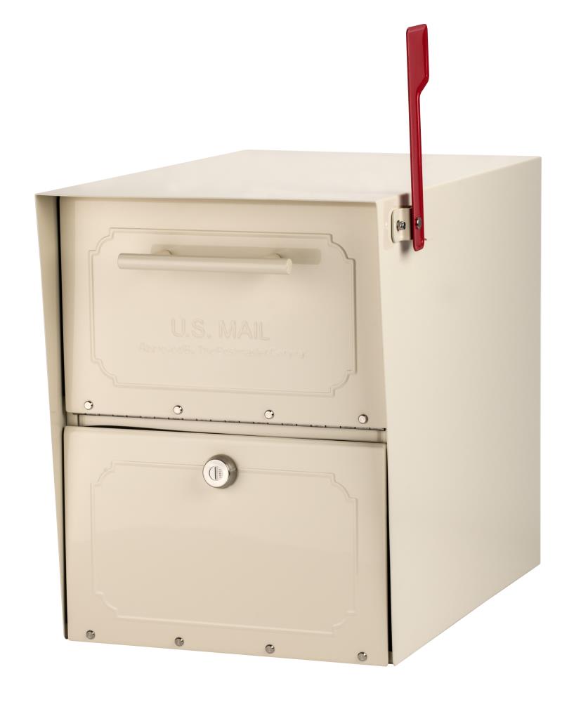 Architectural Mailboxes 6200S-10 Post Mount Off-white Metal Extra Large Lockable Mailbox
