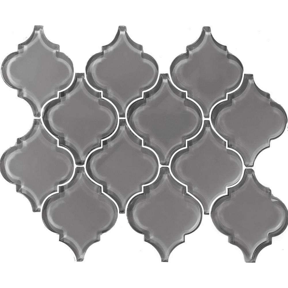 Abolos Metro 10-Pack Gray 12-in x 12-in Glossy Glass Patterned Wall ...