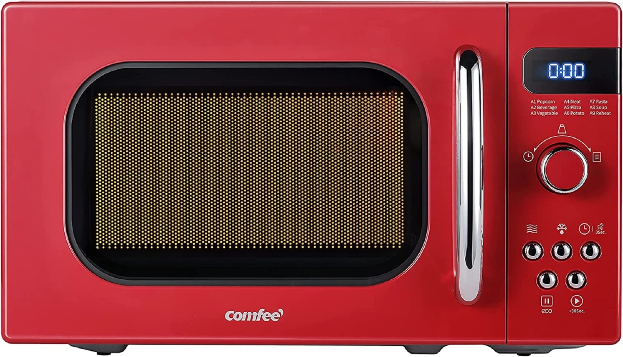 Comfee Retro 0.7-cu ft 700-Watt Countertop Microwave (Red) in the