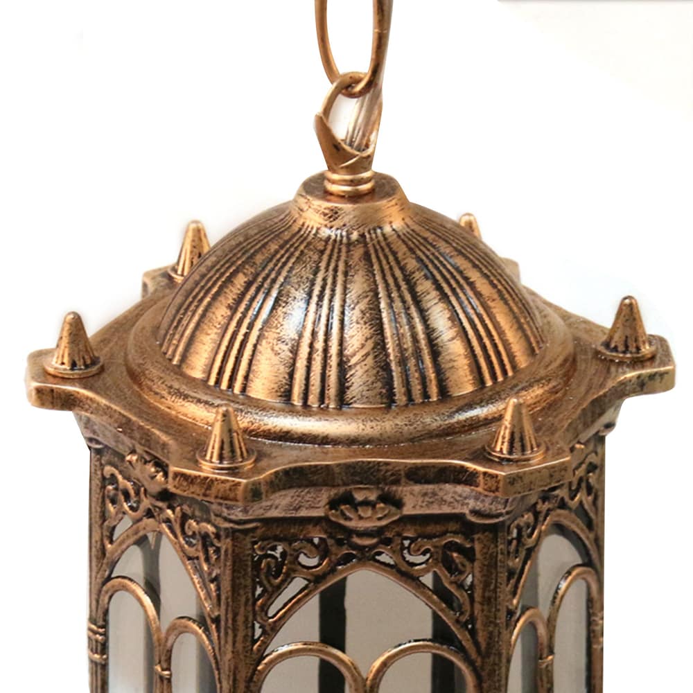 Oukaning 6.1-in Gold Outdoor Waterproof Vintage Clear Glass