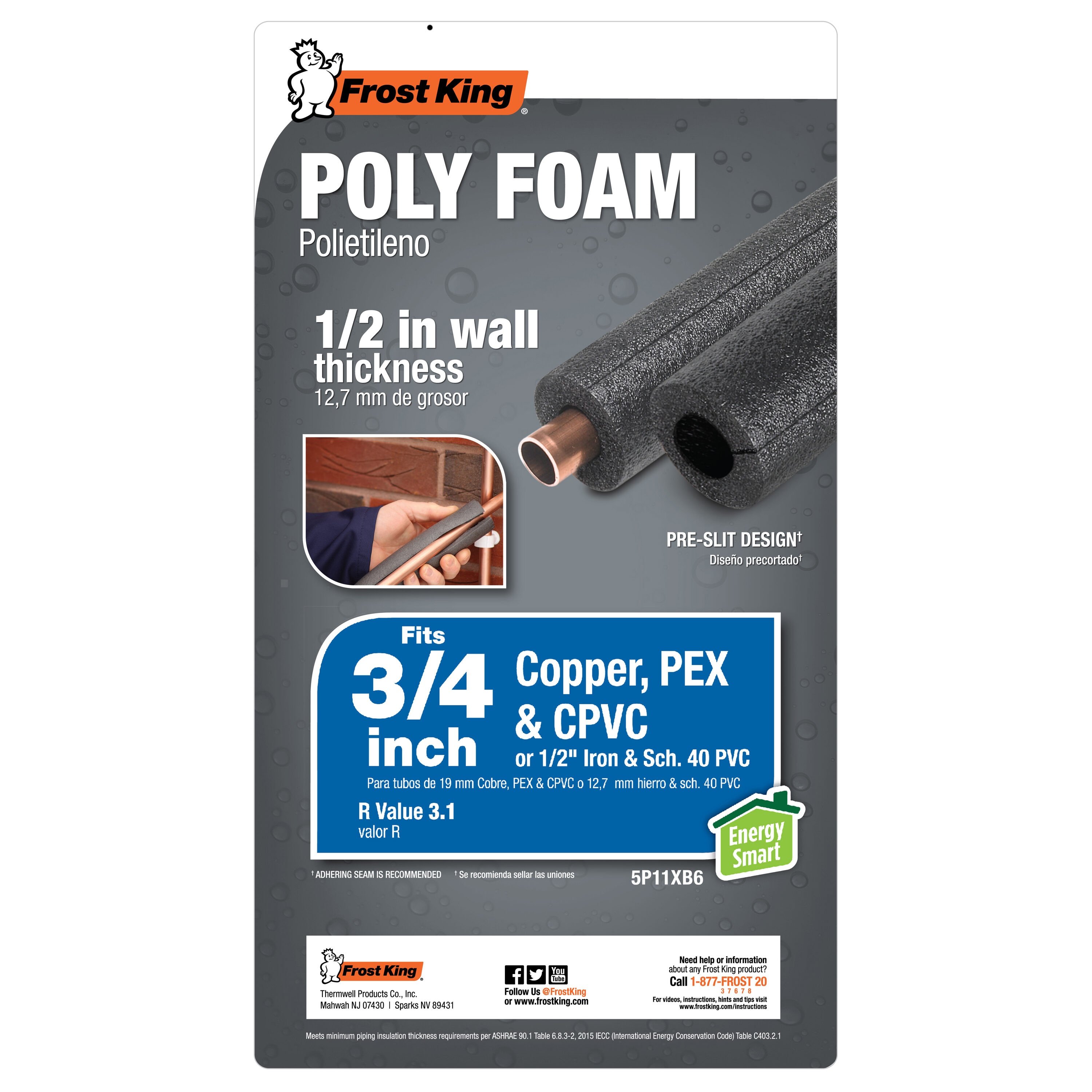Frost King 6-ft Foam Tubular Pipe Insulation in the Pipe Insulation  department at