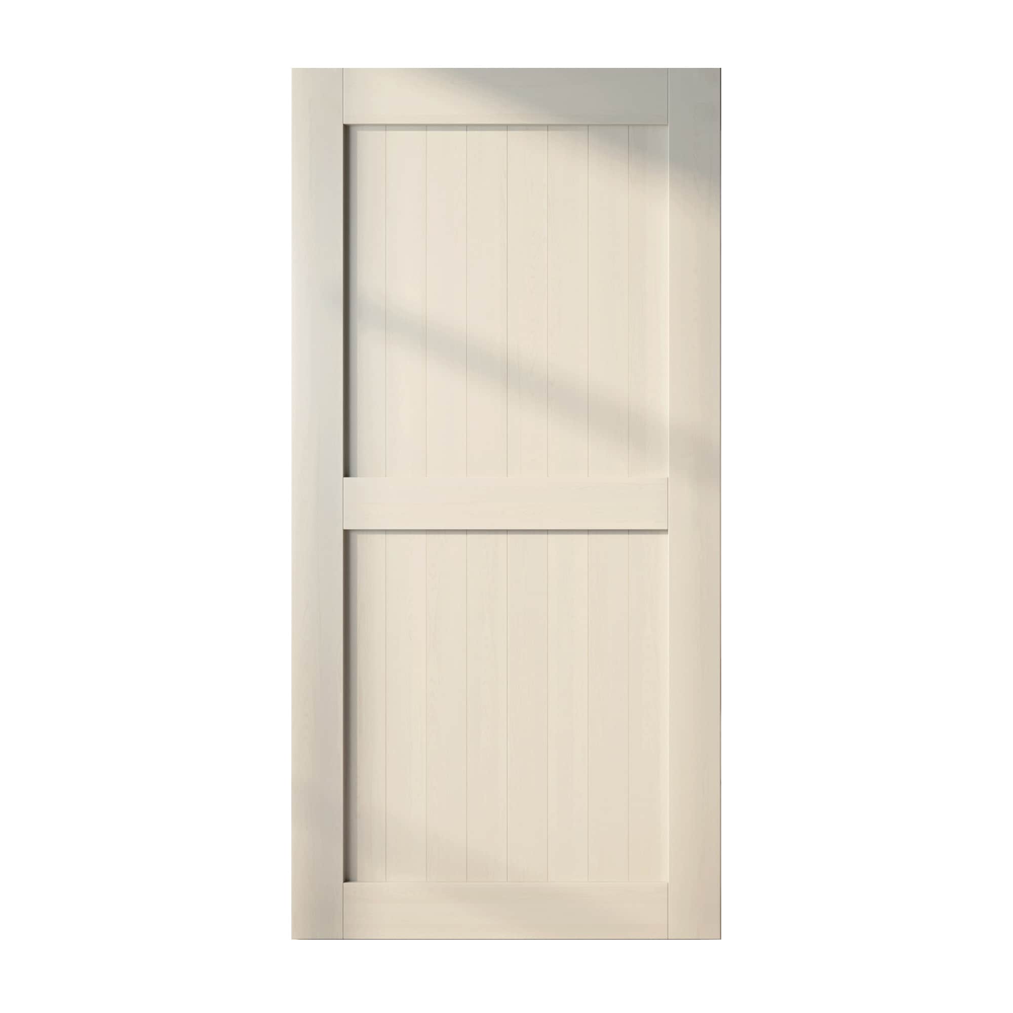 HOMACER 4884-H-TGRAY 48-in x 84-in Tinsmith Gray Mid-Bar Pine Wood Solid core Single Barn Door (Hardware Not Included)