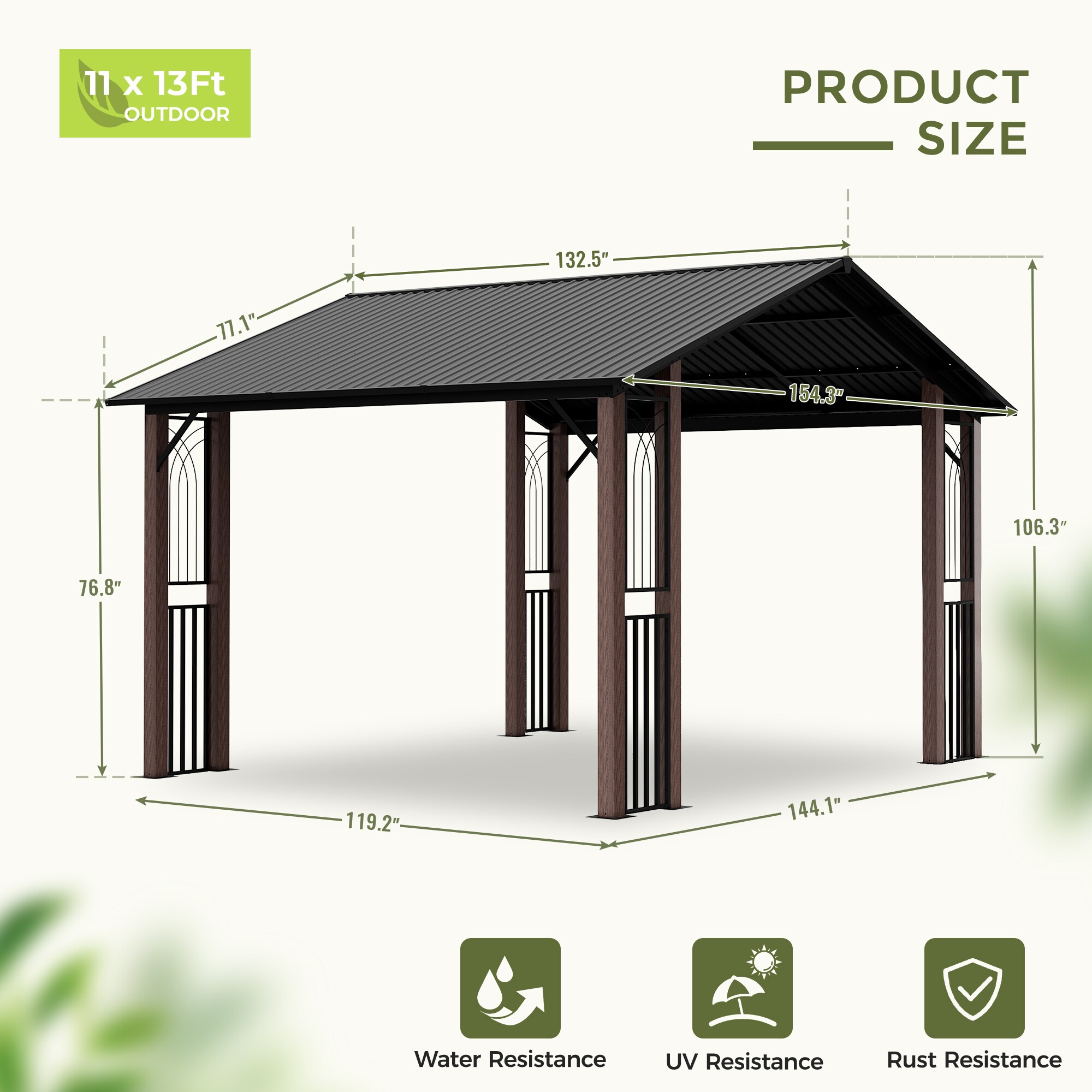  ZPPFDJR-1113-Z-WL3 Wood-Resin-Gazebos - View #2