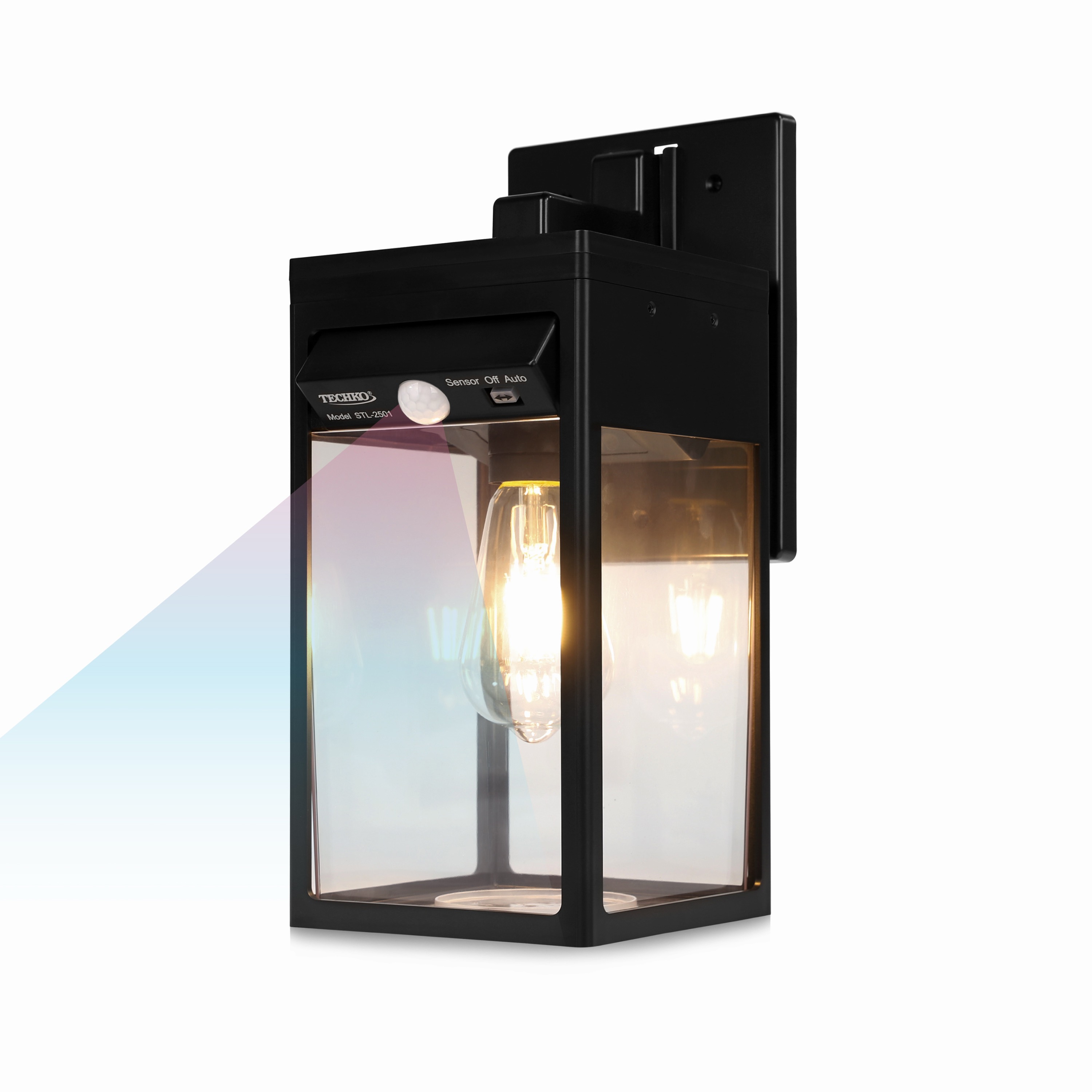 TECHKO 14.5-in H Matte Black Solar Dusk to Dawn Outdoor Wall Light
