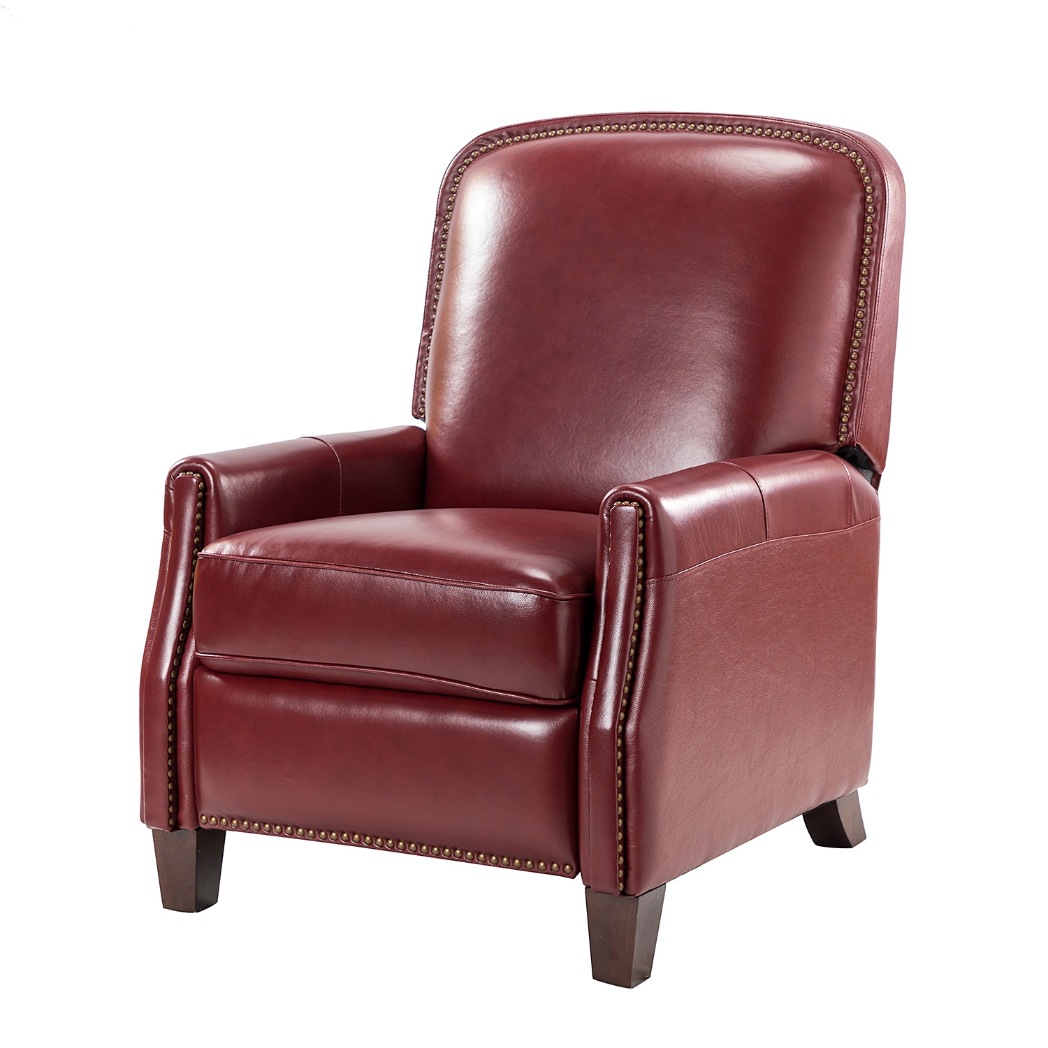 14 Karat Home Burgundy Leather Upholstered Recliner in the