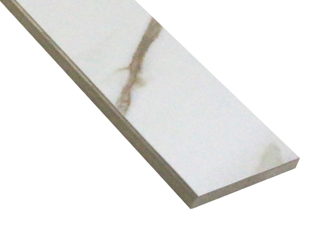 Origin 21 Statuario Crema Bullnose 3-in x 12-in Polished Porcelain Marble Look Floor and Wall Tile (0.234-sq. ft/ Piece)