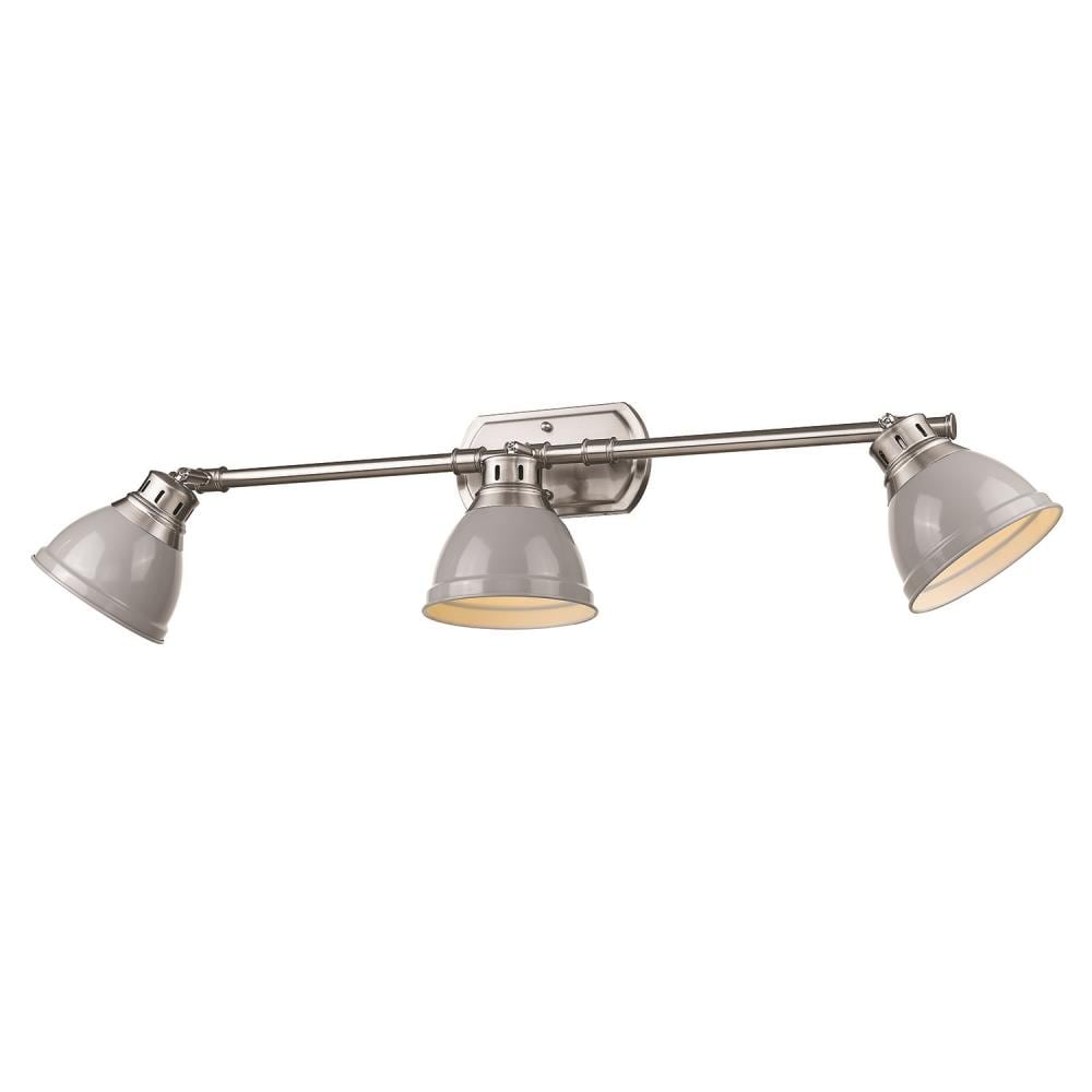 Golden Lighting 3602-VL3 PW-GY Duncan 35.375-in 3 -Light Gray Transitional Vanity light