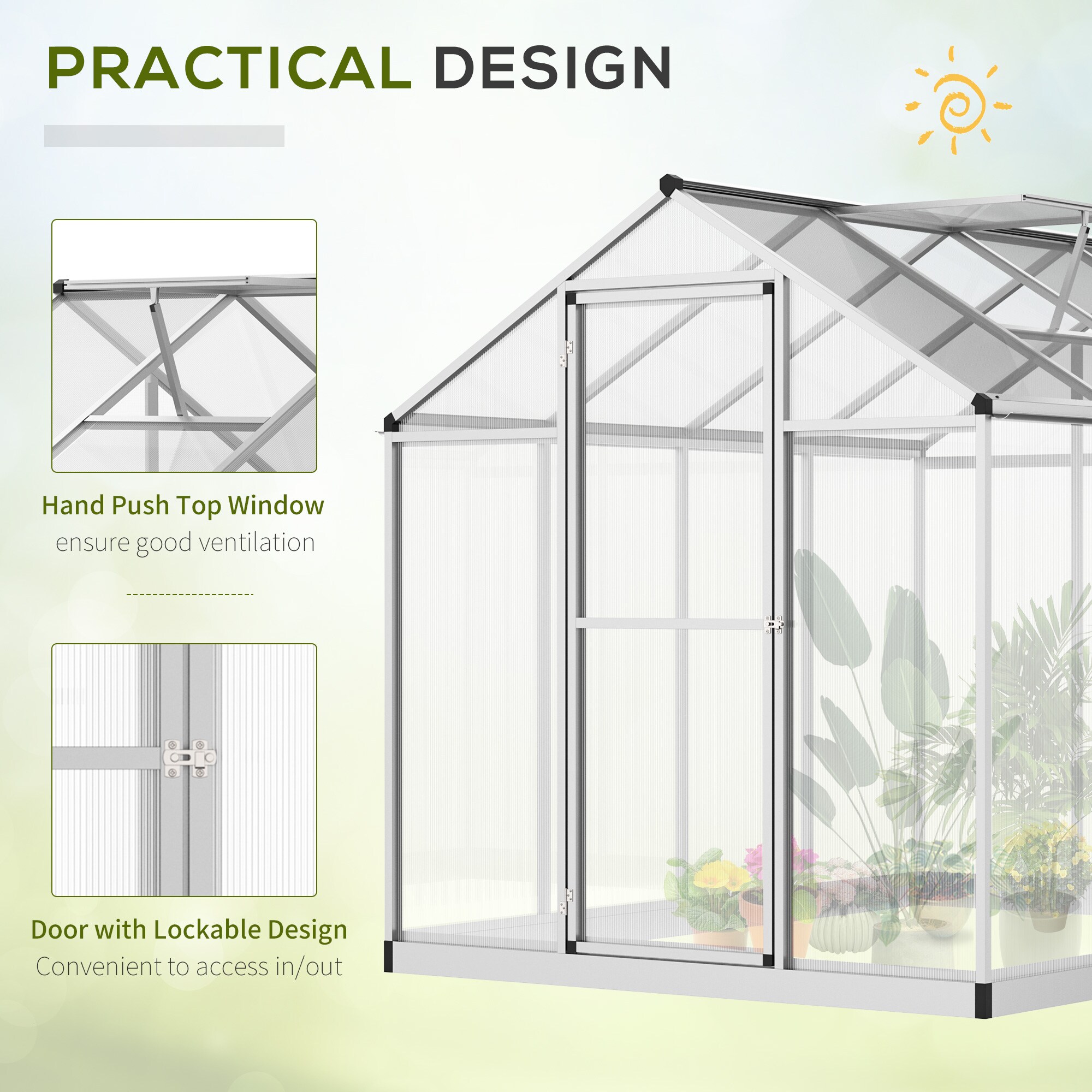 Outsunny 8-ft L x 6.25-ft W x 6.4-ft H Clear Greenhouse in the