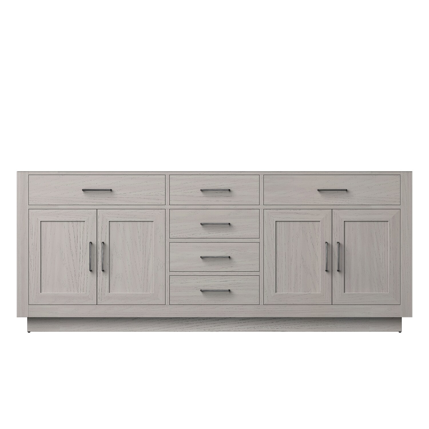 Lexora LVGI80DM000 Gilroy 80-in White Oak Bathroom Vanity Base Cabinet without Top