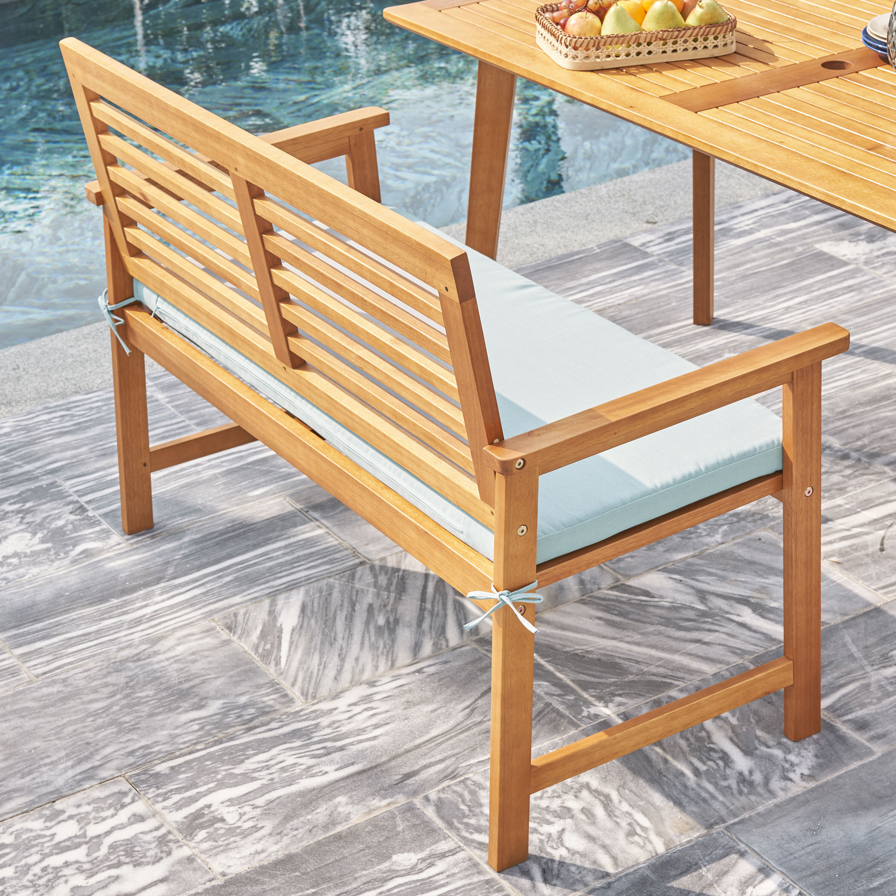 Bayfeve High Quality Wood Bench 96-in W X 33-in H Brown Eucalyptus ...