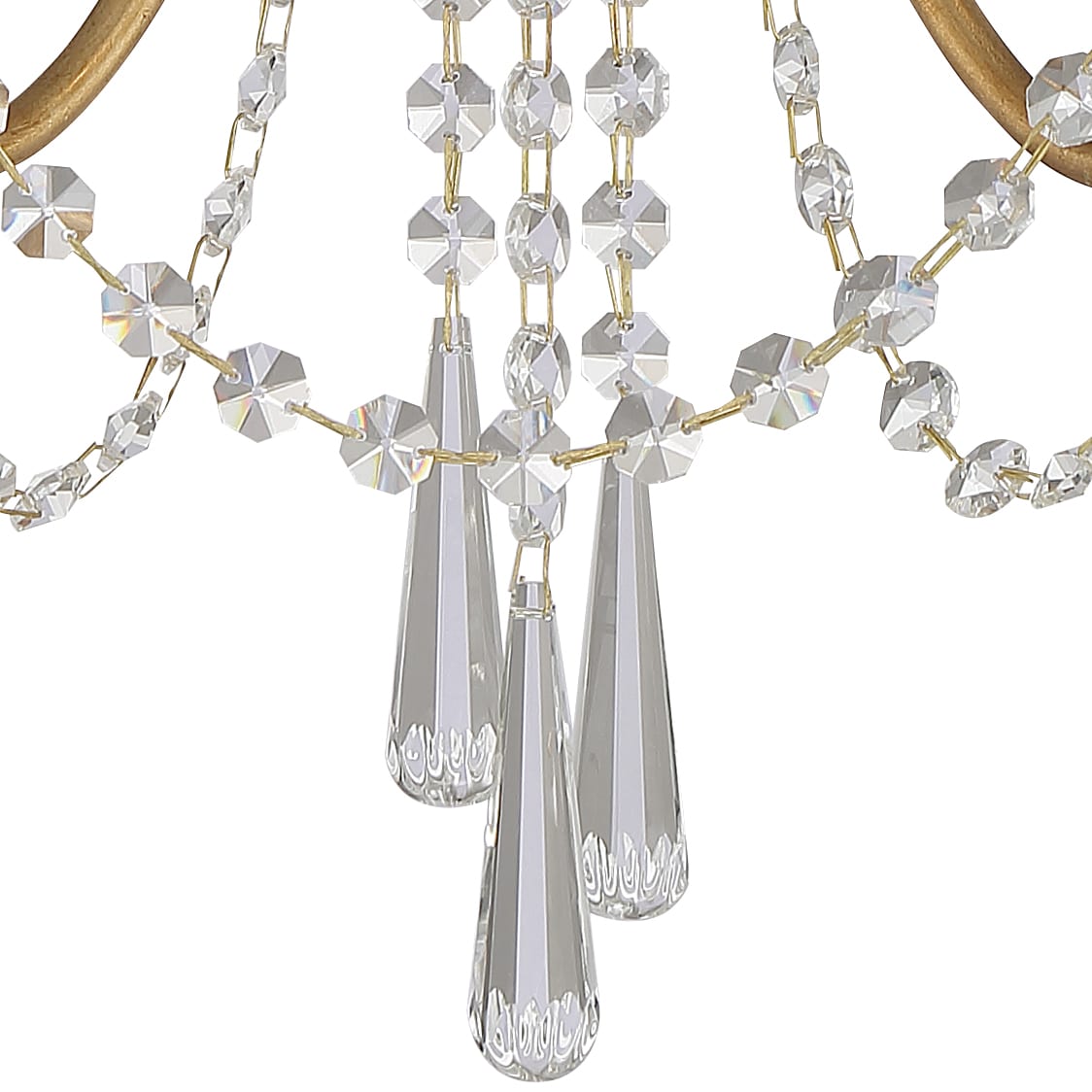 Antique Gold Crystal 2-Light Wall Sconce