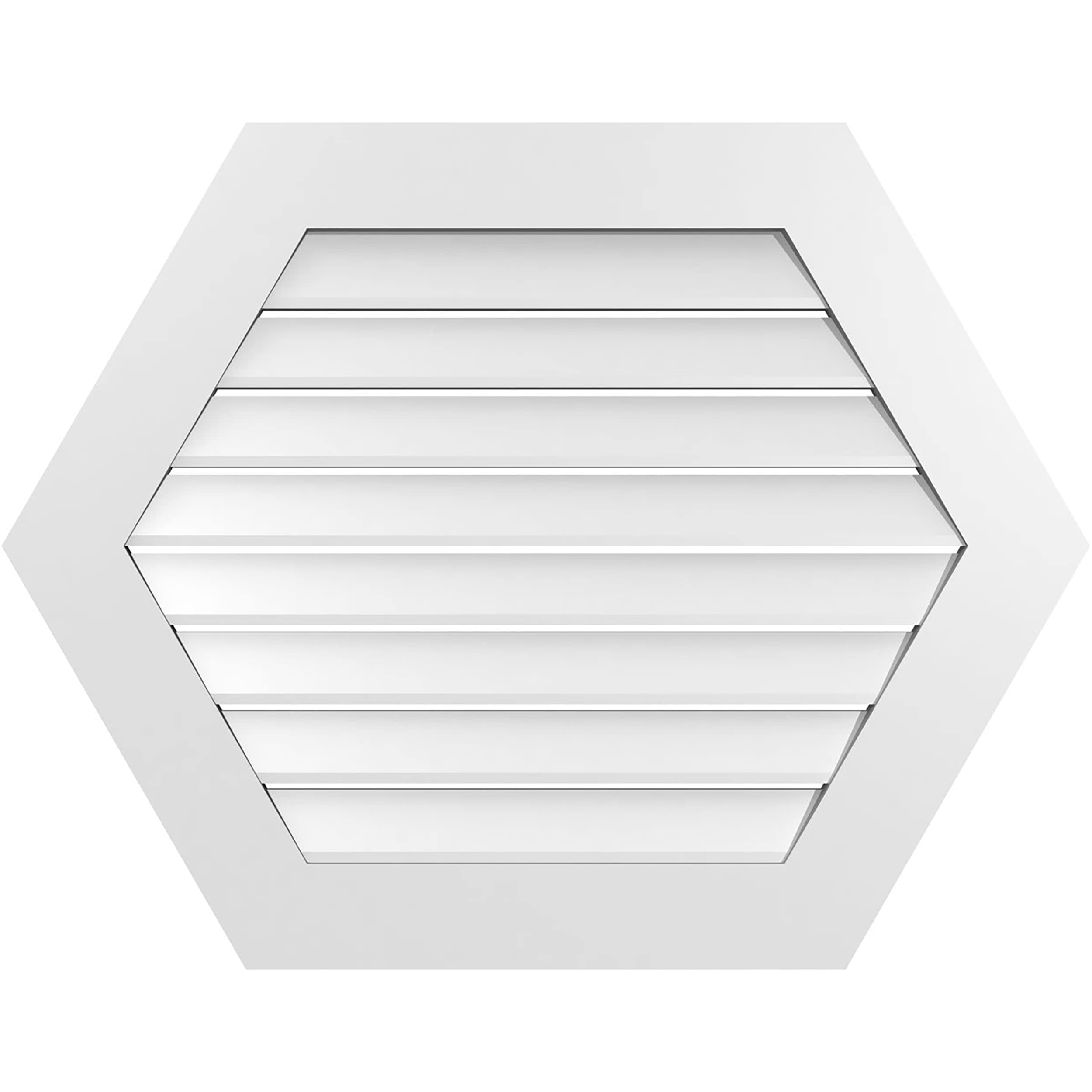 Ekena Millwork GVPHP36X2801SF 36-Inches x 28-Inches Off-white Peaked PVC Gable Louver Vent
