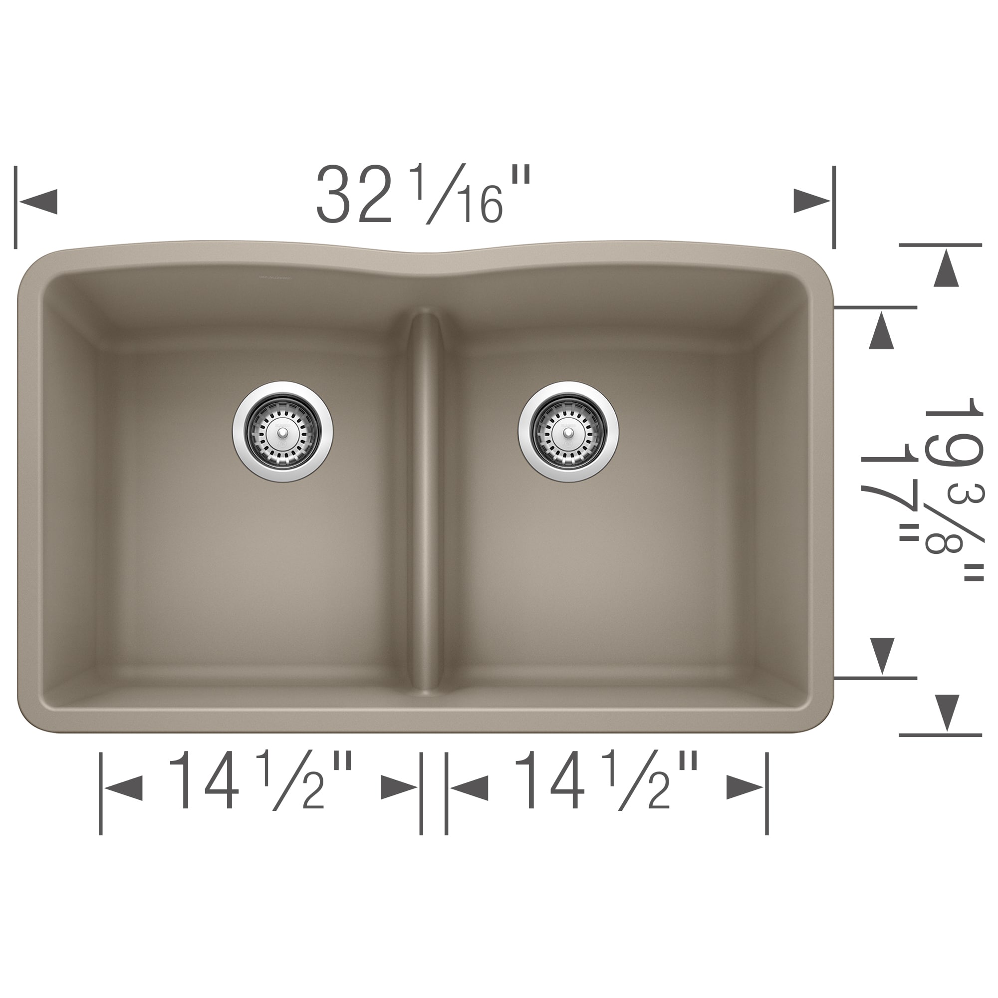 Truffle Stone Double Bowl Undermount Kitchen Sink