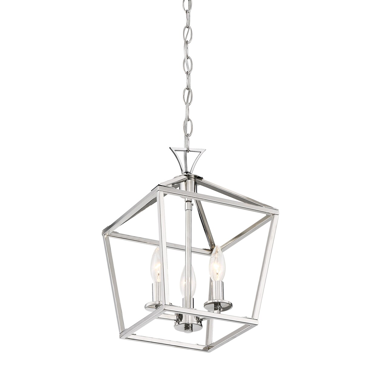 Polished Nickel 3-Light Farmhouse Pendant Chandelier