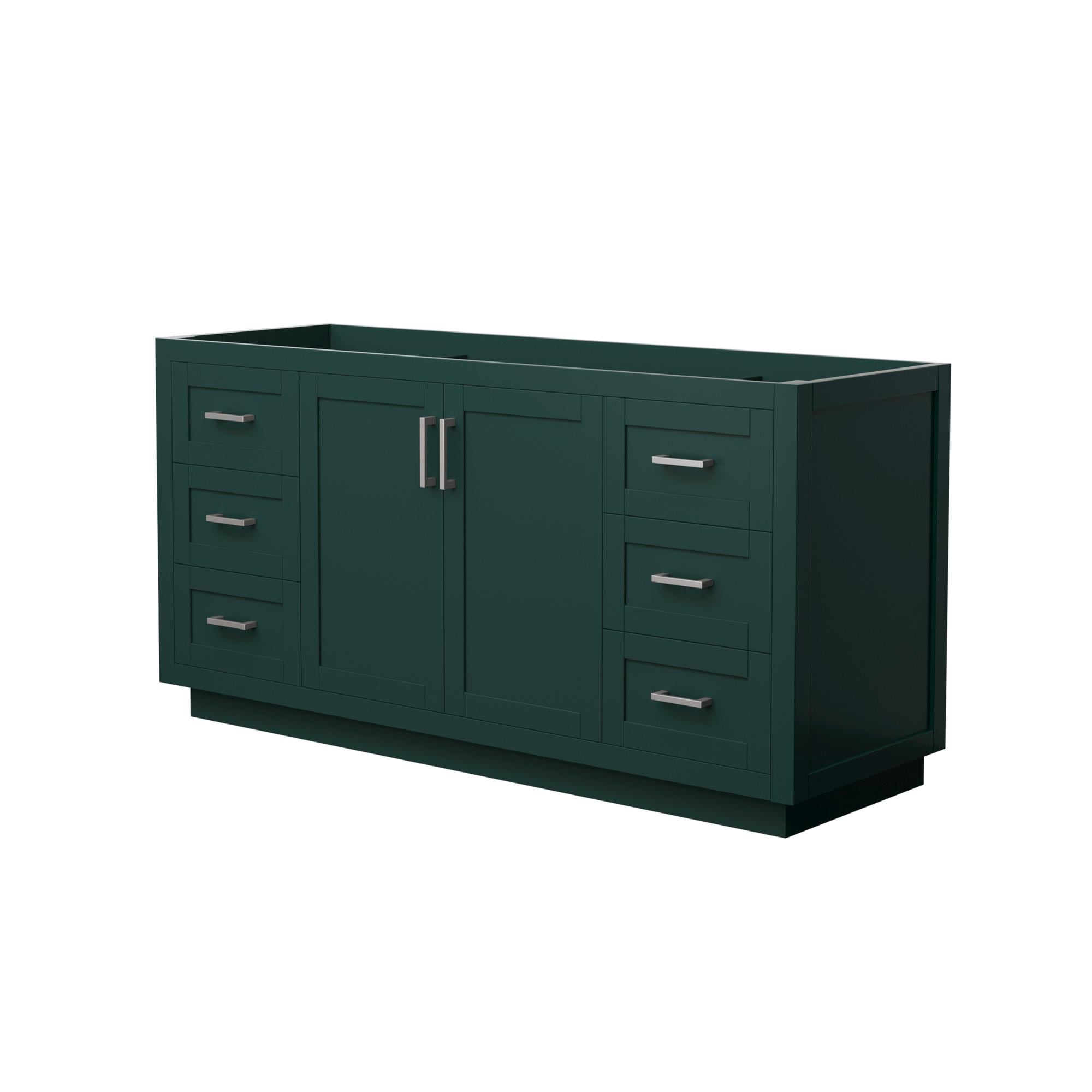 Wyndham Collection WCF292966SGECXSXXMXX Miranda 66-in Green with Brushed Nickel Trim Bathroom Vanity Base Cabinet without Top
