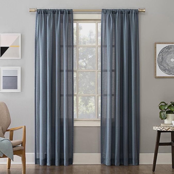 No 918 84 In Denim Blue Linen Semi, Blue Linen Curtains