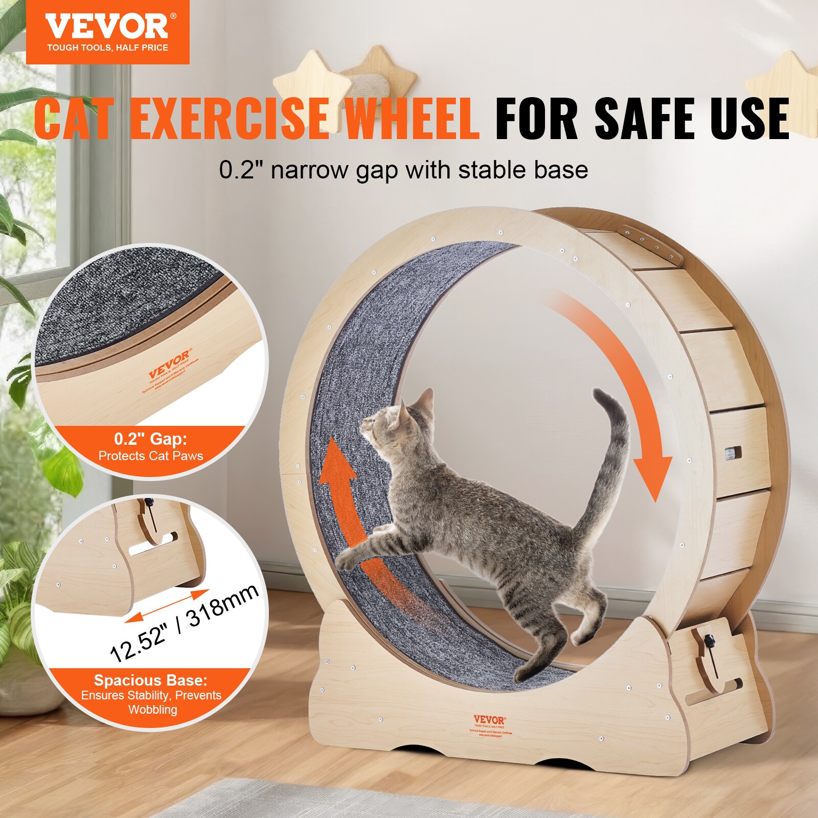 VEVOR Cat Exercise Wheel Wood Tunnel Cat Toy in the Pet Toys department ...