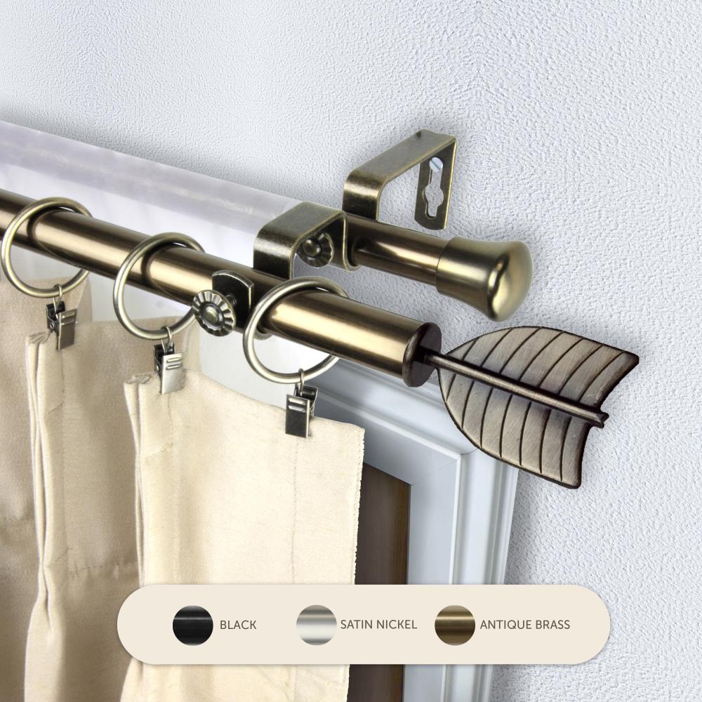 Hart & Harlow L4726-994 13/16-in Carly 120-in to 170-in Antique brass Steel Double curtain rod with Finials