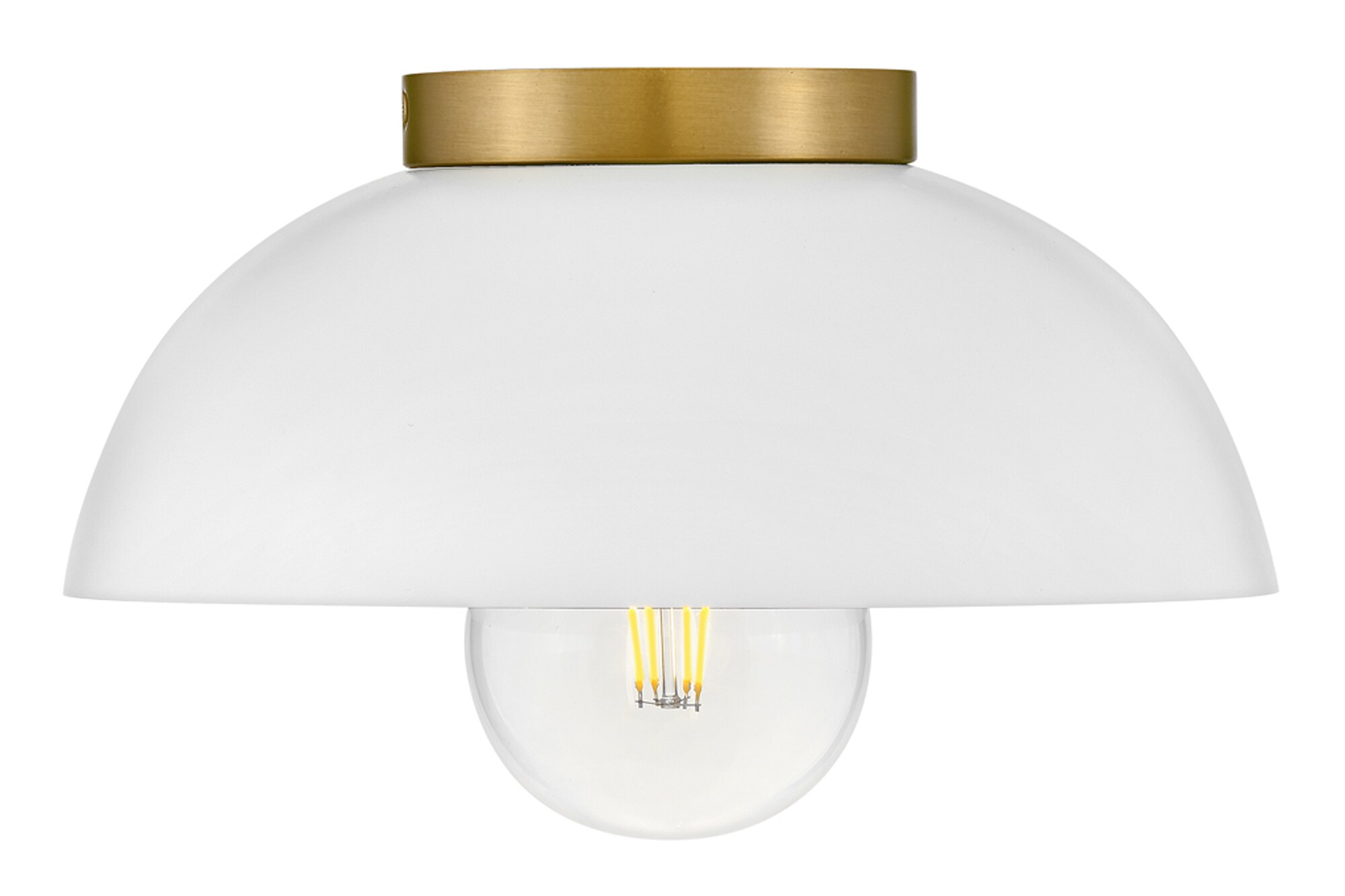 Matte White and Brass LED Globe Flush Mount