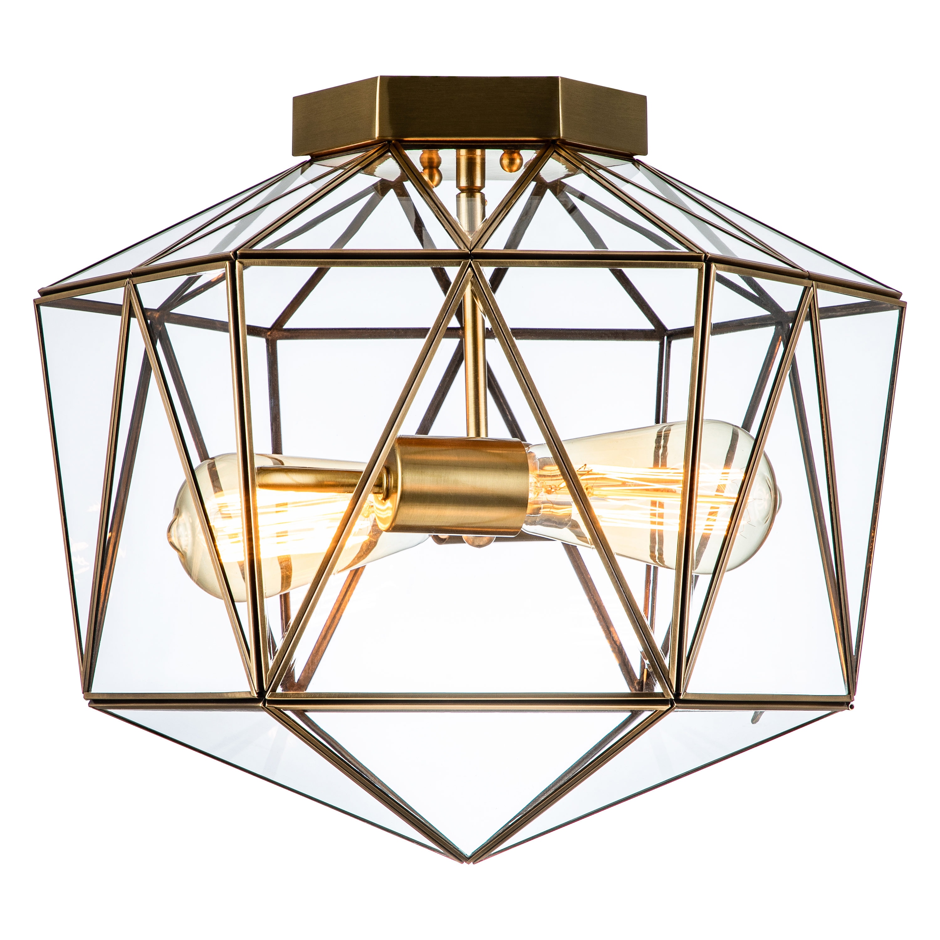 C Cattleya CA2252-FM 2 -Light 13-in Brass Flush Mount Light