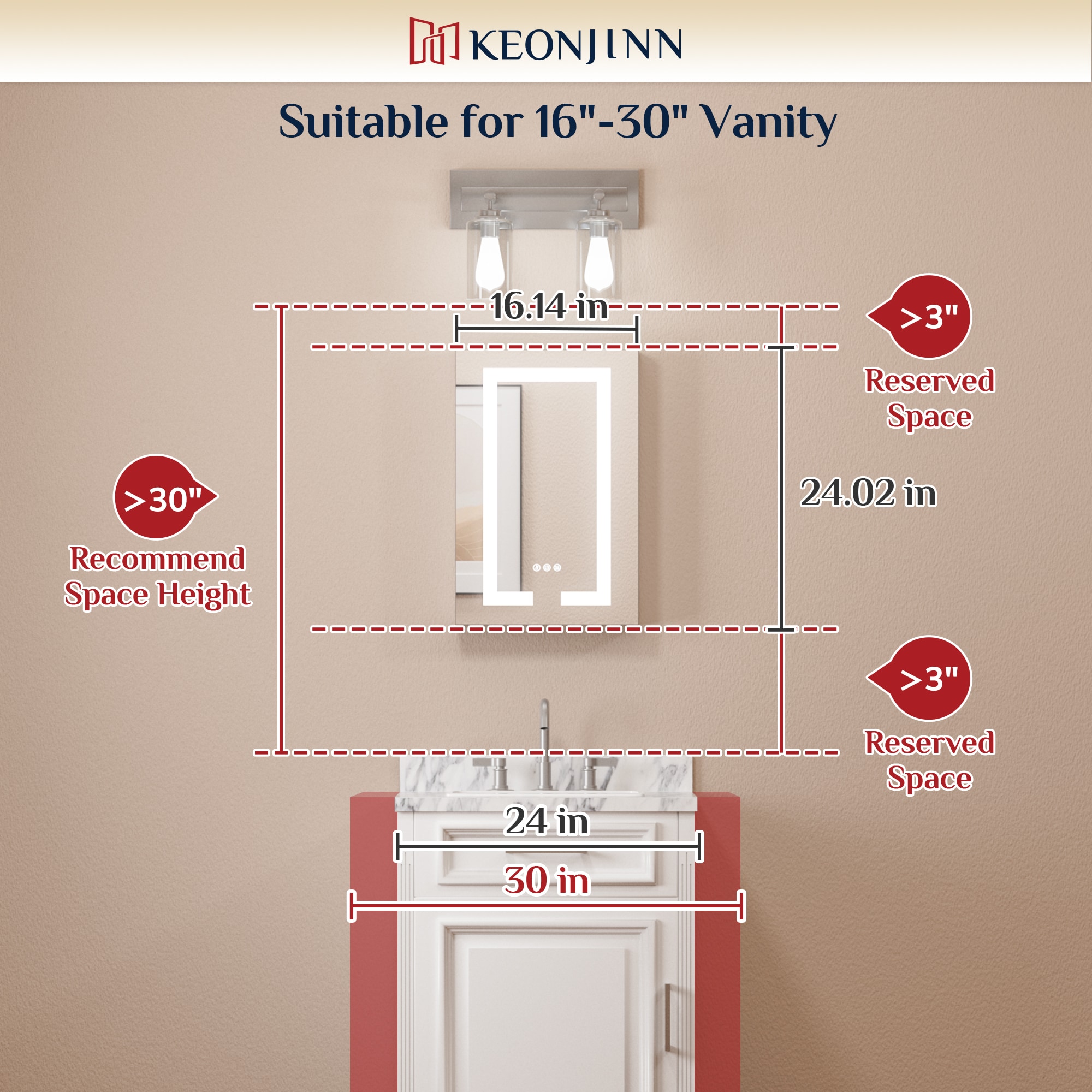 Keonjinn LW-JG-ZG-4161 Bathroom-Medicine-Cabinets - View #4