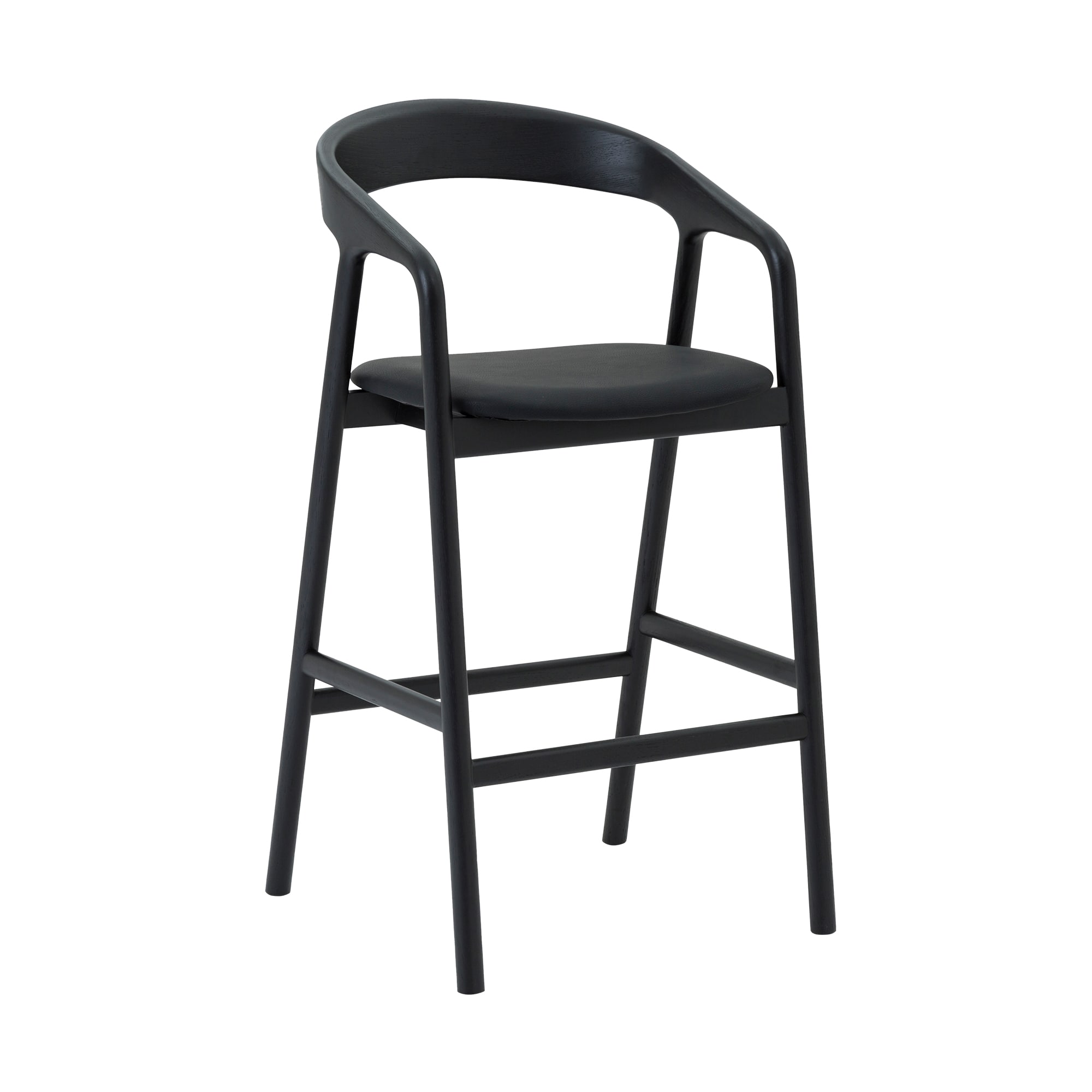 Armen Living LCAPBABLK26 Black 26.0-in H Counter height Upholstered Swivel Wood Bar Stool