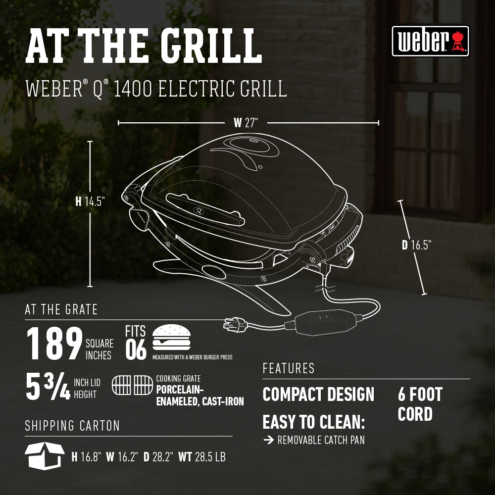 Weber Q1400 1560-Watt Dark Gray Electric Grill in the Electric Grills  department at