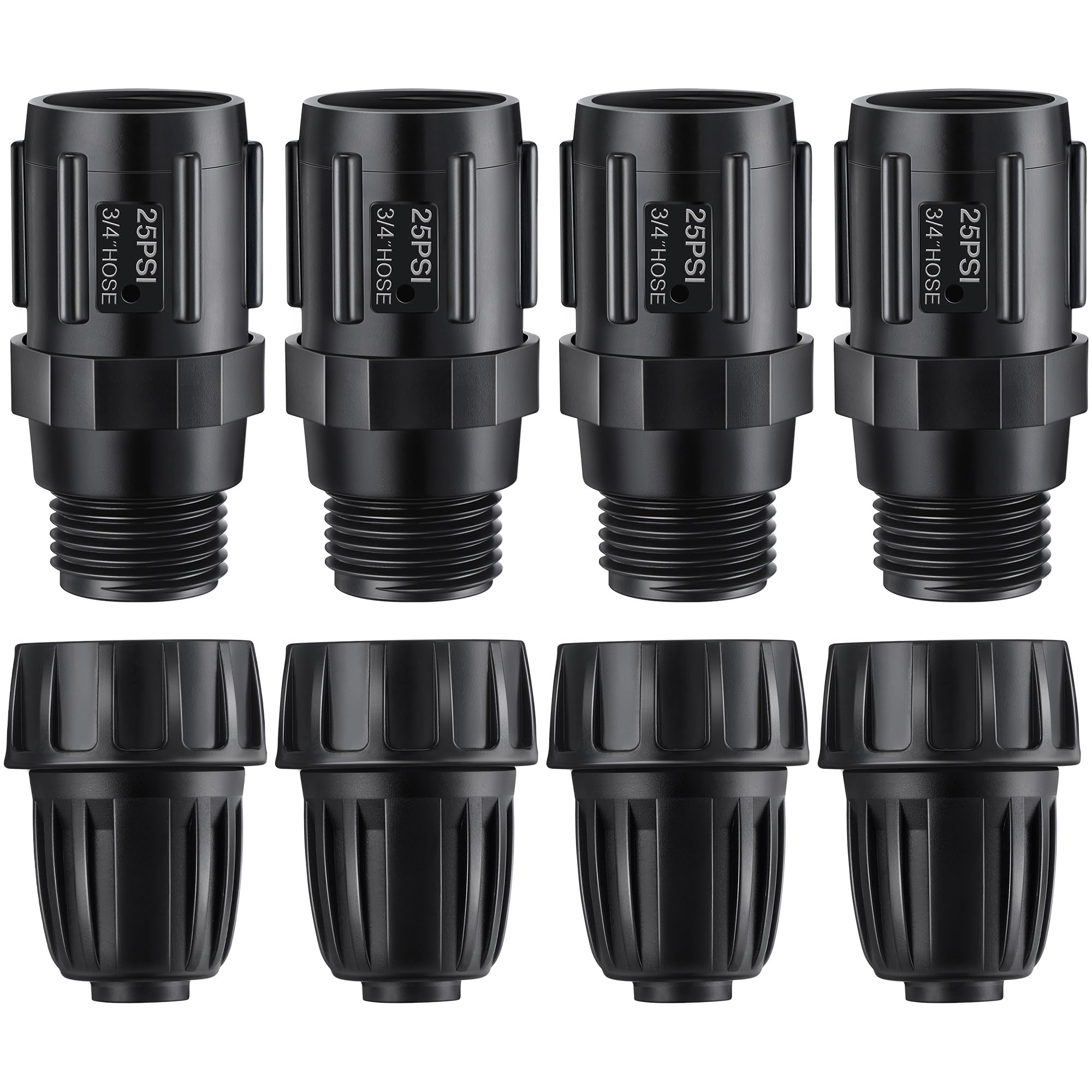 CYIKE  8 Piece 25 PSI Drip Irrigation Pressure Regulator Faucet Adapter Kit with 3/4 Female to Male Hose Thread and 1/2 Inch Tubing Connectors