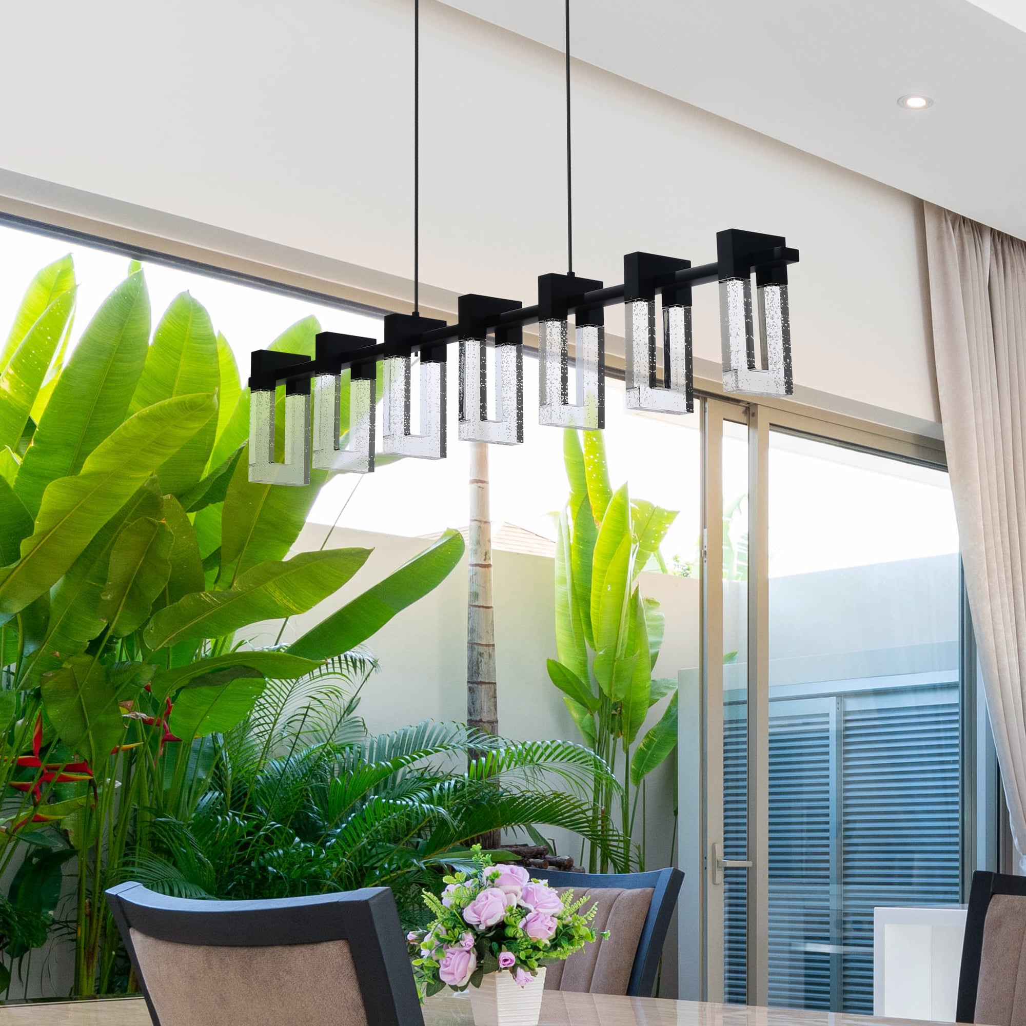 Sorrento Black Crystal Bubble Effect 40-inch LED Linear Chandelier