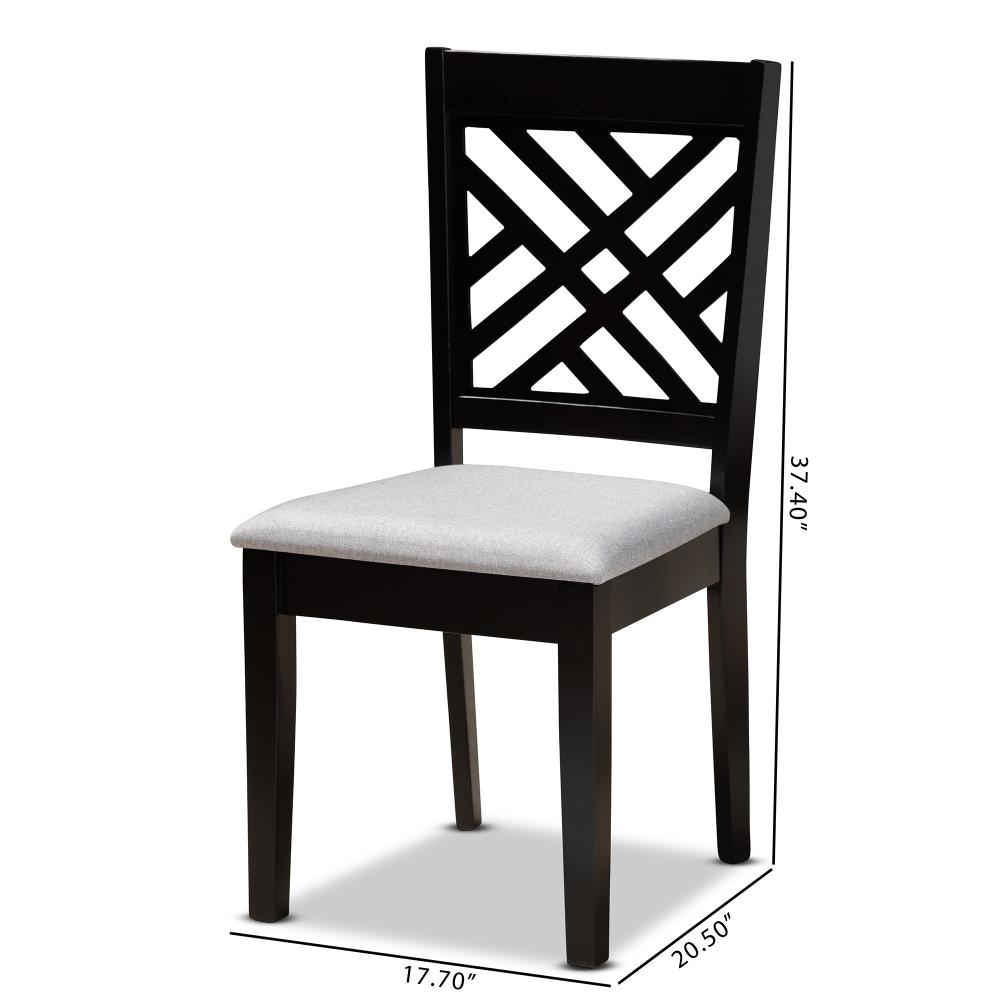 Espresso & Gray Upholstered Parsons High-Back Side Chair