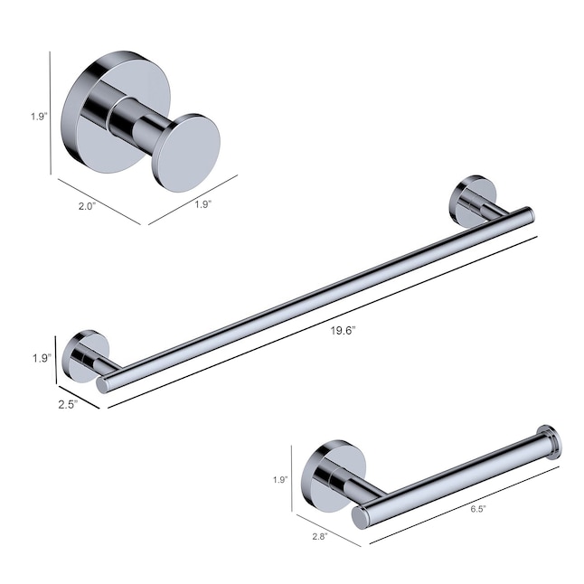 WS Bath Collections 3-Piece Norm Polished Chrome Decorative Bathroom Hardware Set WS Bath Collections 3-Piece Norm Polished Chrome Decorative Bathroom Hardware Set