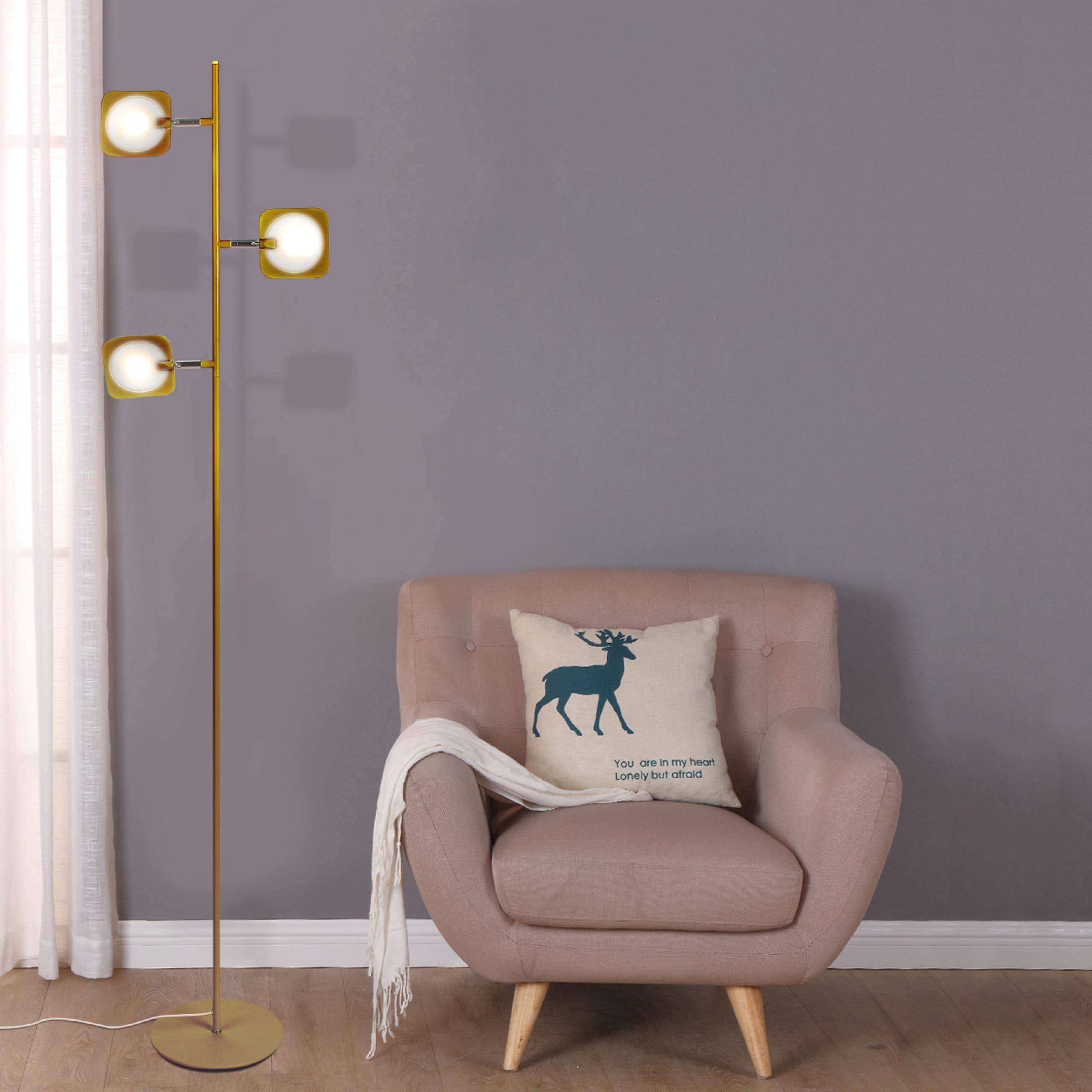 Brightech BK-DIW2-GT86 60-in Antique Brass Multi-head Floor Lamp with No shade Shade