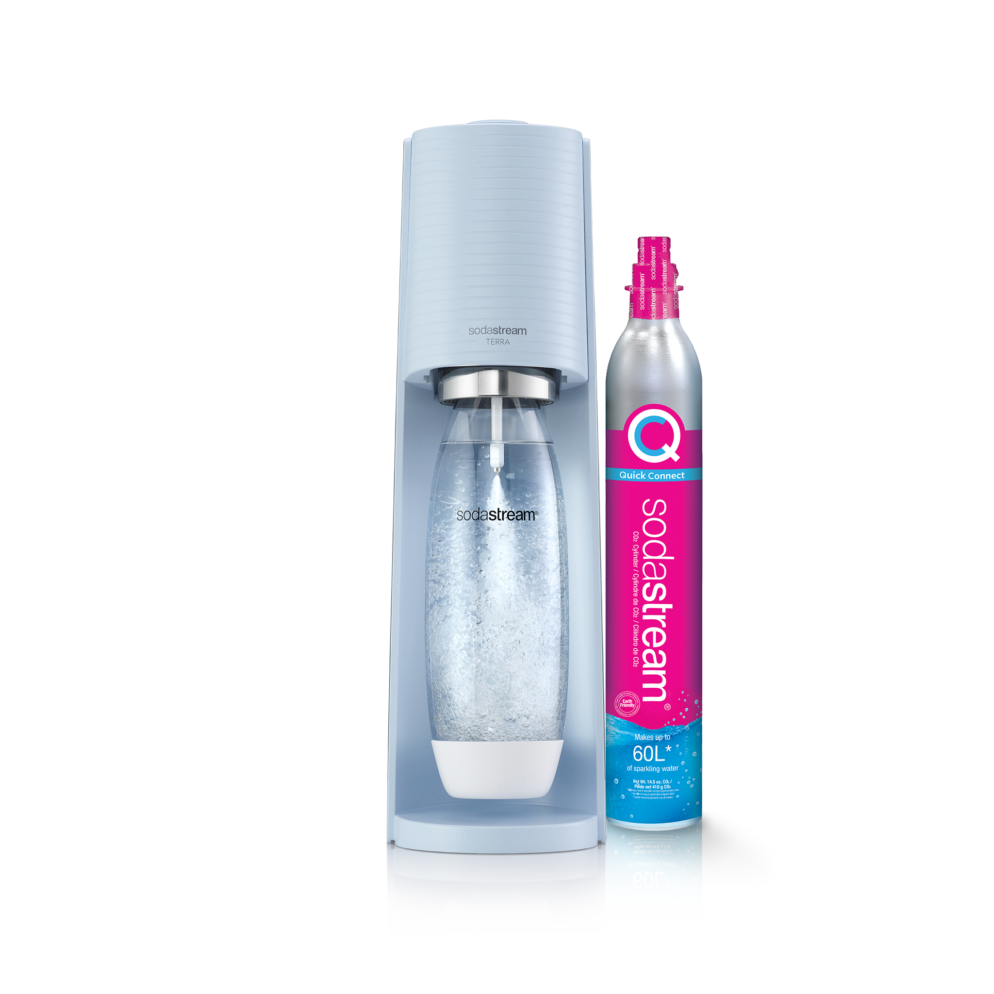 SodaStream Terra Misty Blue Soda Maker - Cordless, Sparkling Water &  Flavored Water Maker with Bottle and CO2 Cylinder in the Flavored Water &  Soda Makers department at