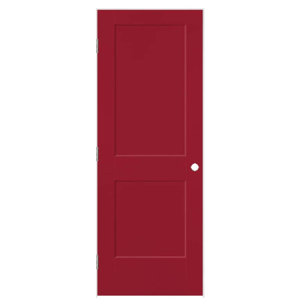Masonite 826291 36-in x 80-in Barn Red Hollow core 2-panel square Right hand Smooth Prefinished Molded composite Flat Jamb Single Prehung Interior Door