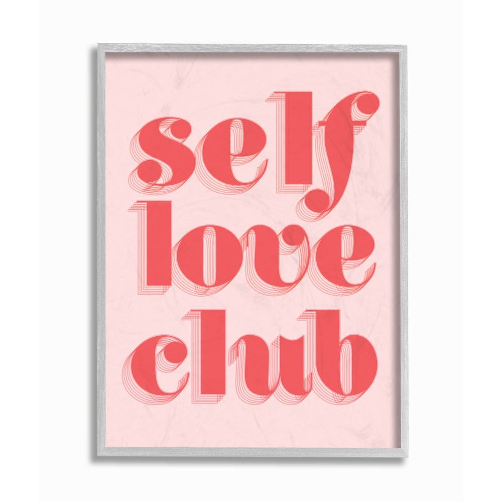 Stupell Industries AB-326-GFF-16X20 Self Love Club Quote Bold Pink Red Text Color Pop Daphne Polselli Framed 20-in H x 16-in W Inspirational Print